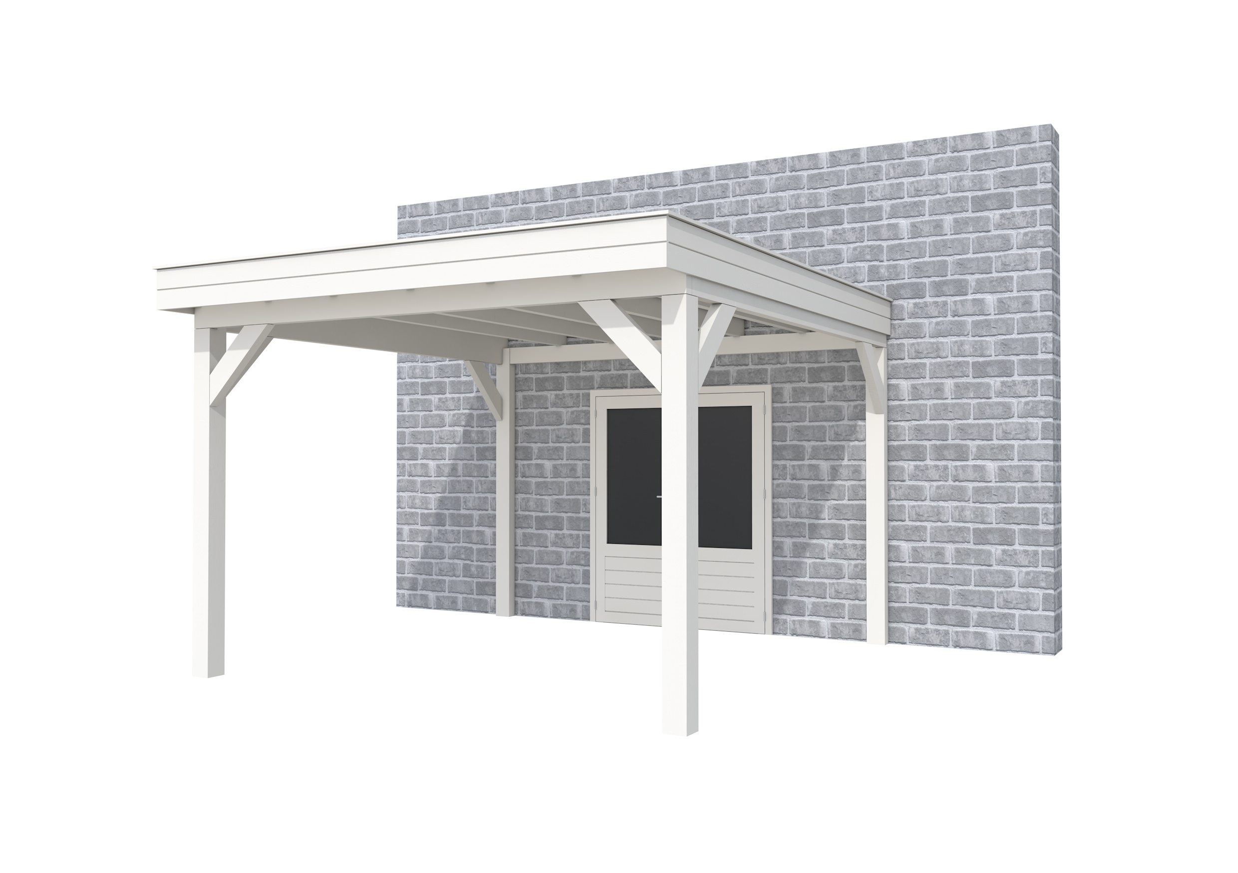 Buitenverblijf aan huis Premium I, vuren, basismodel XL/D, 357x349 cm, wit gespoten.