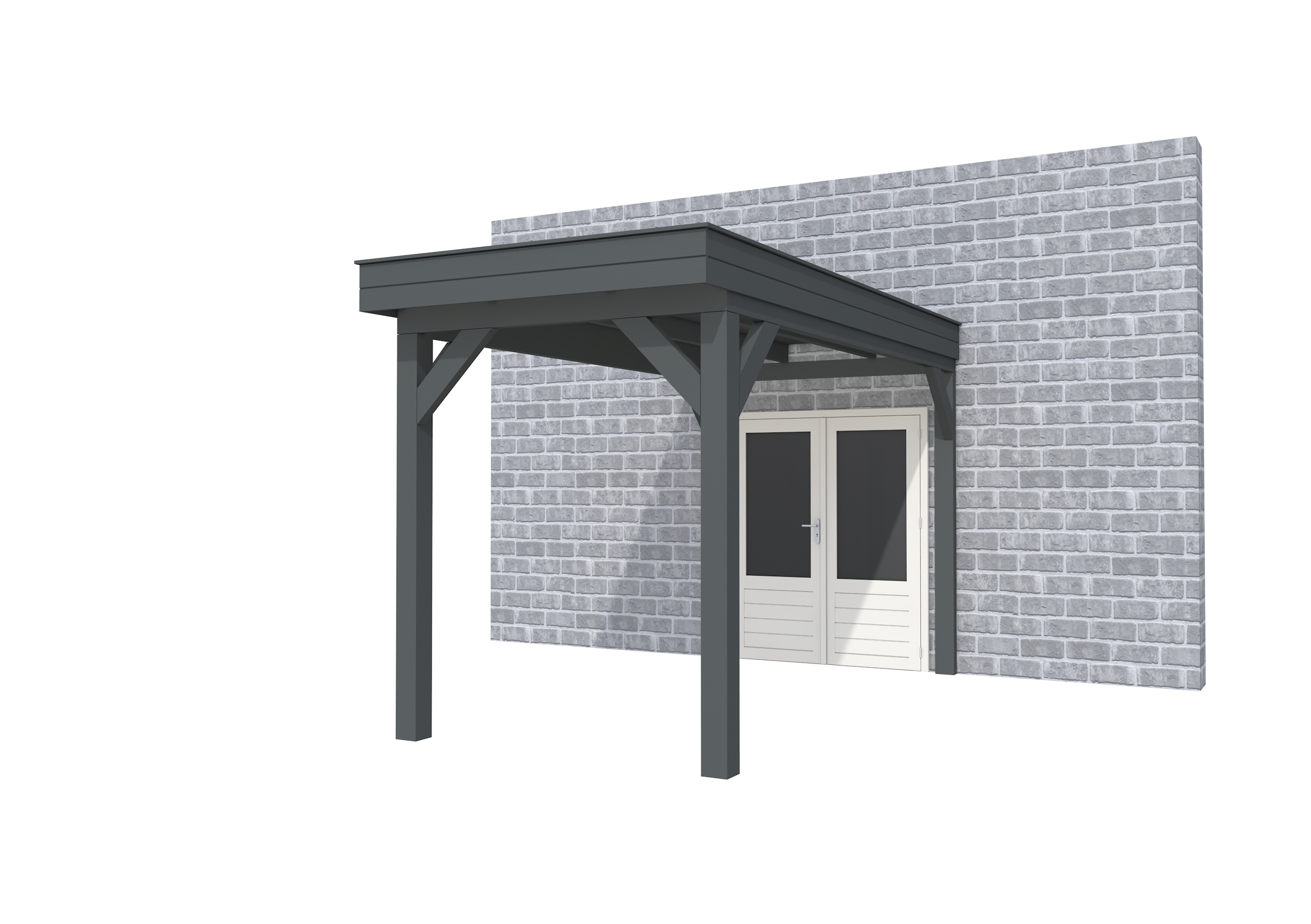 Buitenverblijf aan huis Premium I, vuren, basismodel XXL/A, 207x392 cm, antraciet gespoten.