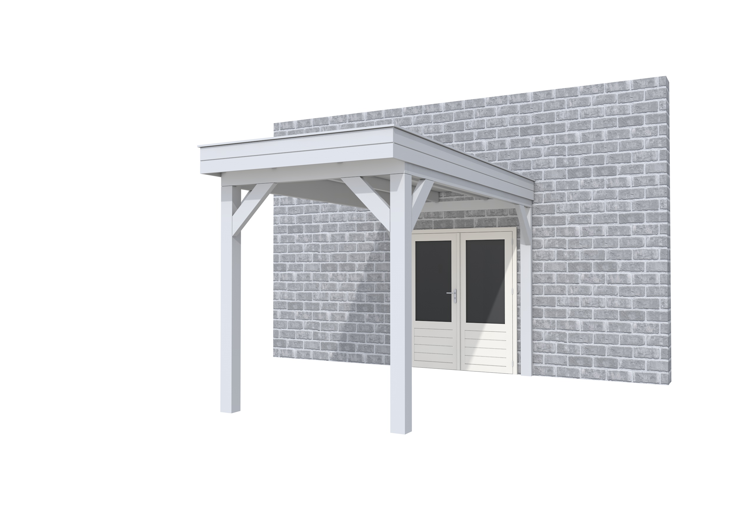 Buitenverblijf aan huis Premium I, vuren, basismodel XXL/A, 207x392 cm, lichtgrijs gespoten.
