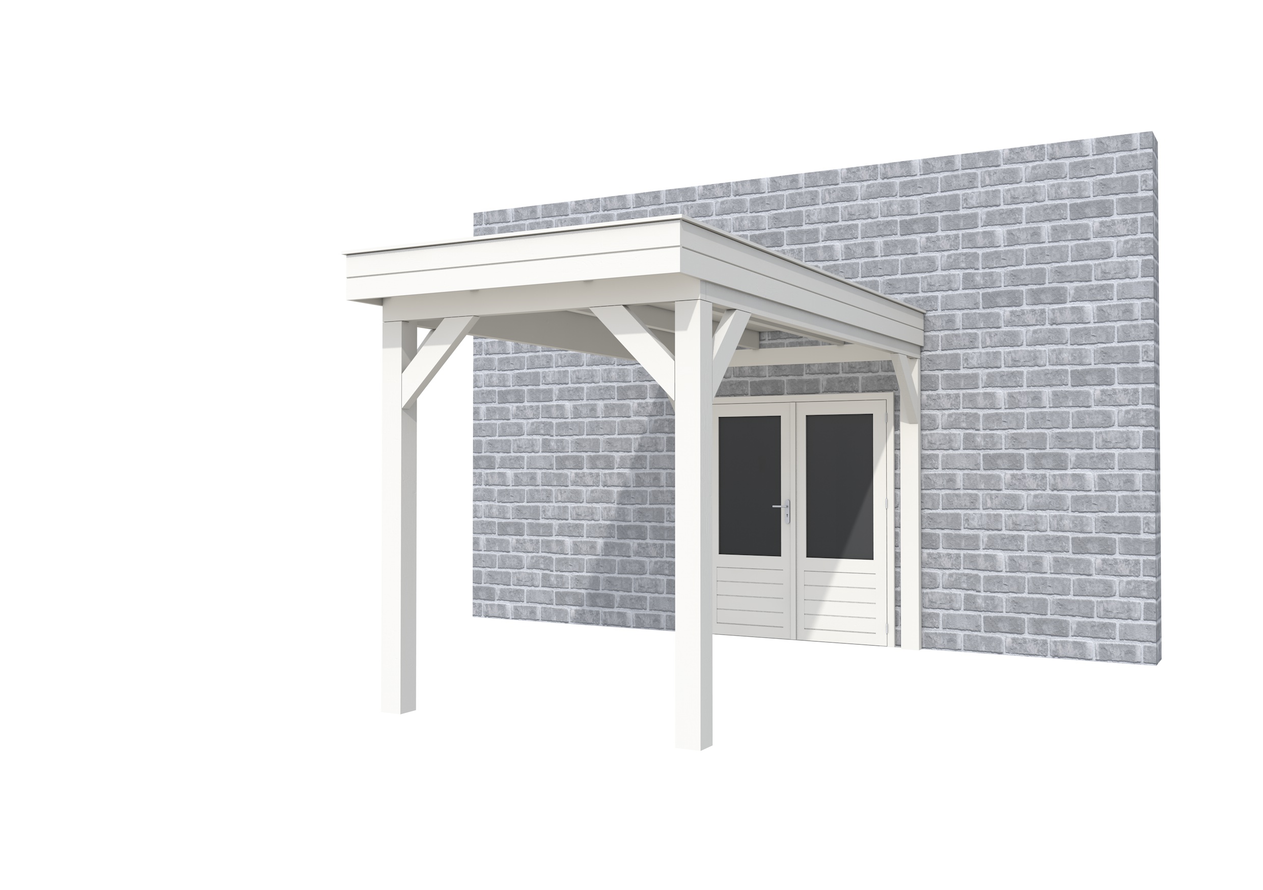 Buitenverblijf aan huis Premium I, vuren, basismodel XXL/A, 207x392 cm, wit gespoten.