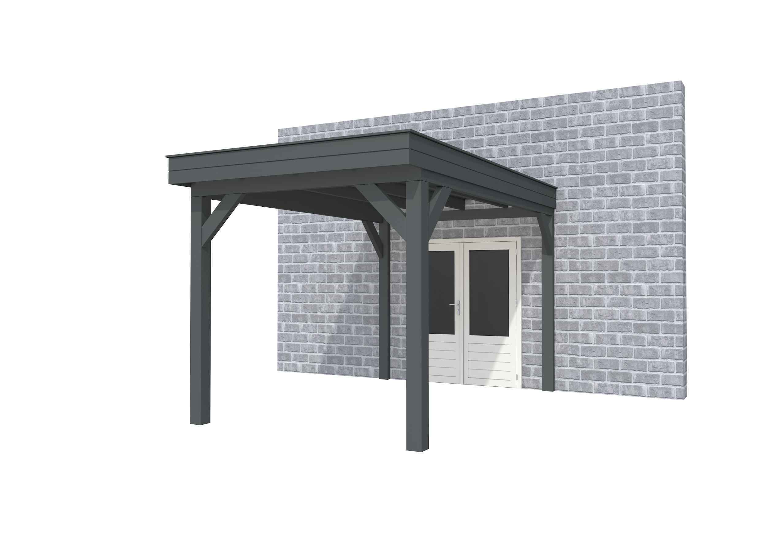 Buitenverblijf aan huis Premium I, vuren, basismodel XXL/B, 257x392 cm, antraciet gespoten.