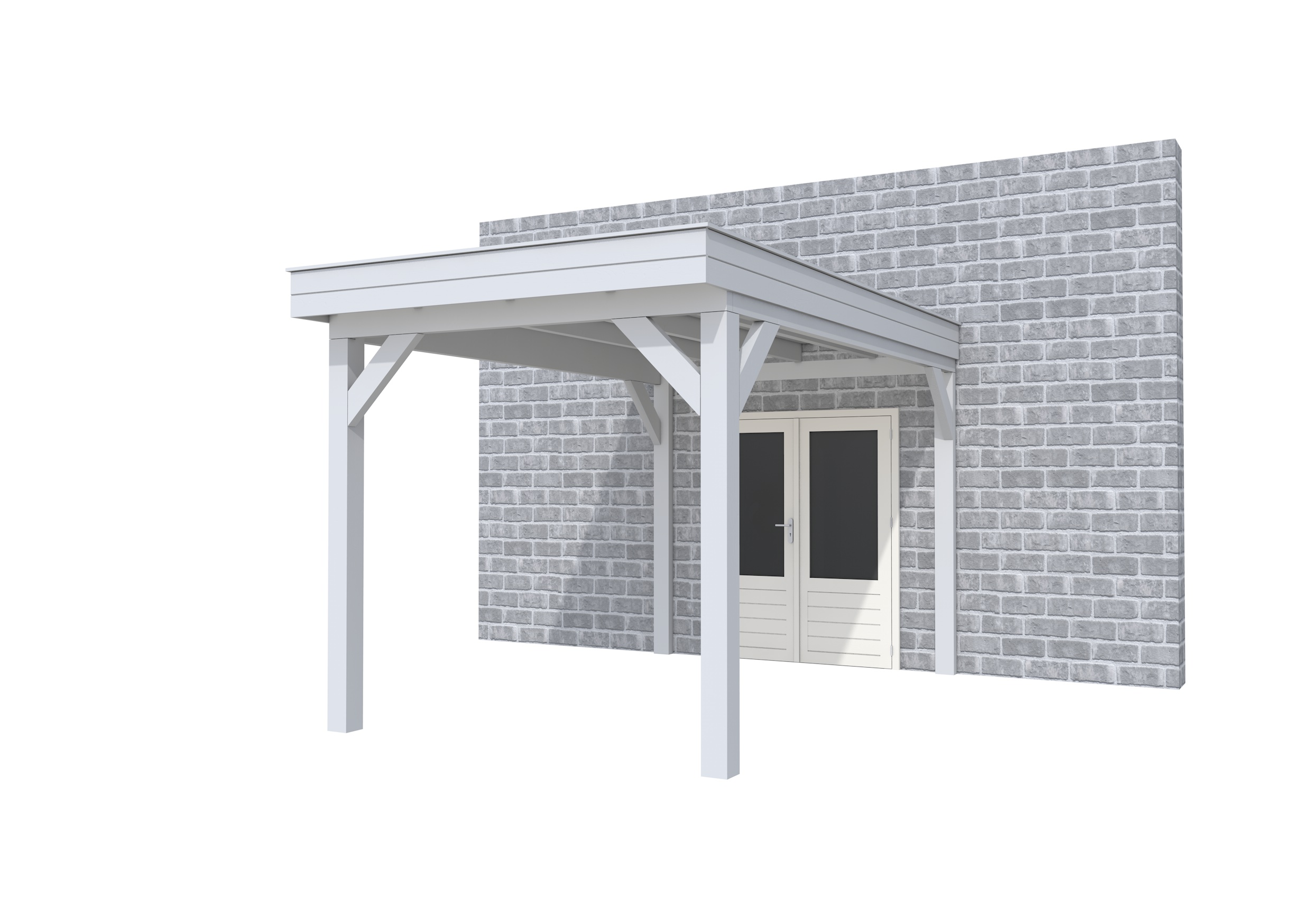 Buitenverblijf aan huis Premium I, vuren, basismodel XXL/B, 257x392 cm, lichtgrijs gespoten.