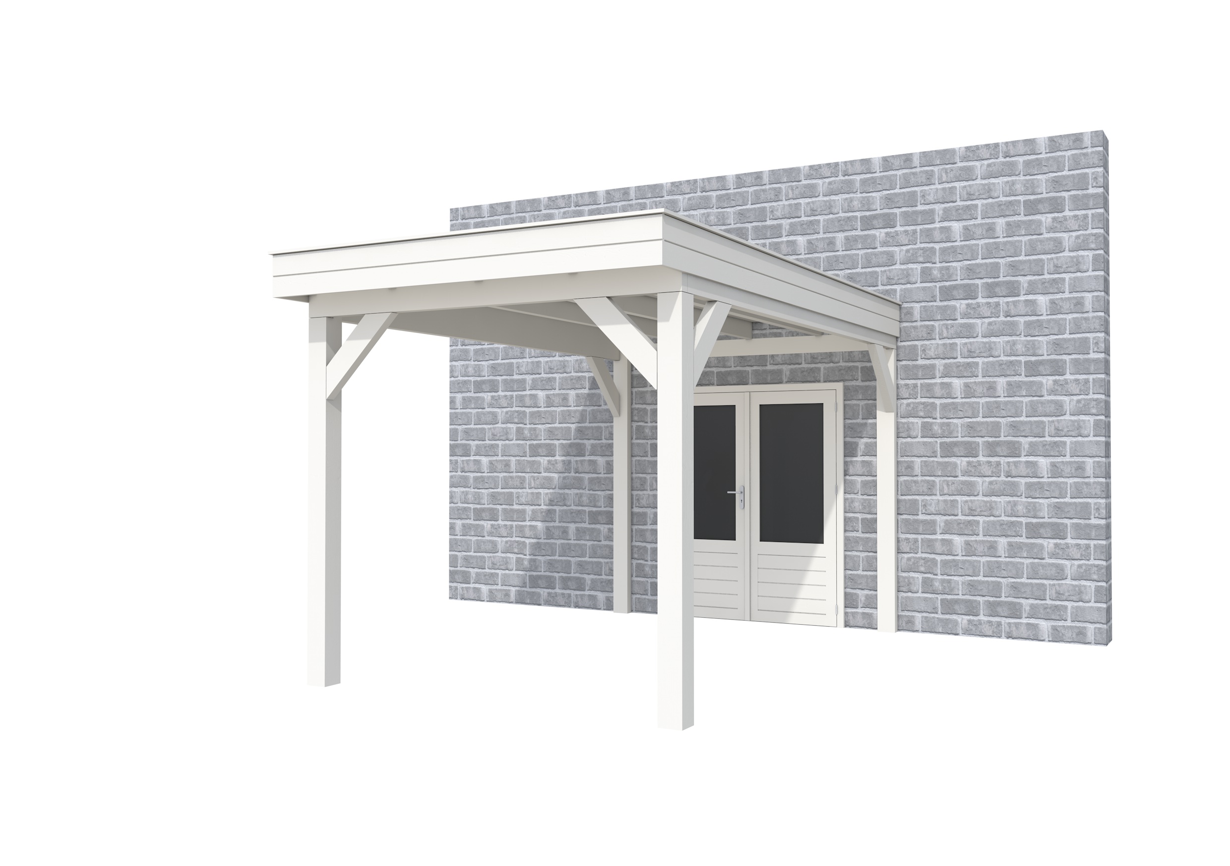 Buitenverblijf aan huis Premium I, vuren, basismodel XXL/B, 257x392 cm, wit gespoten.