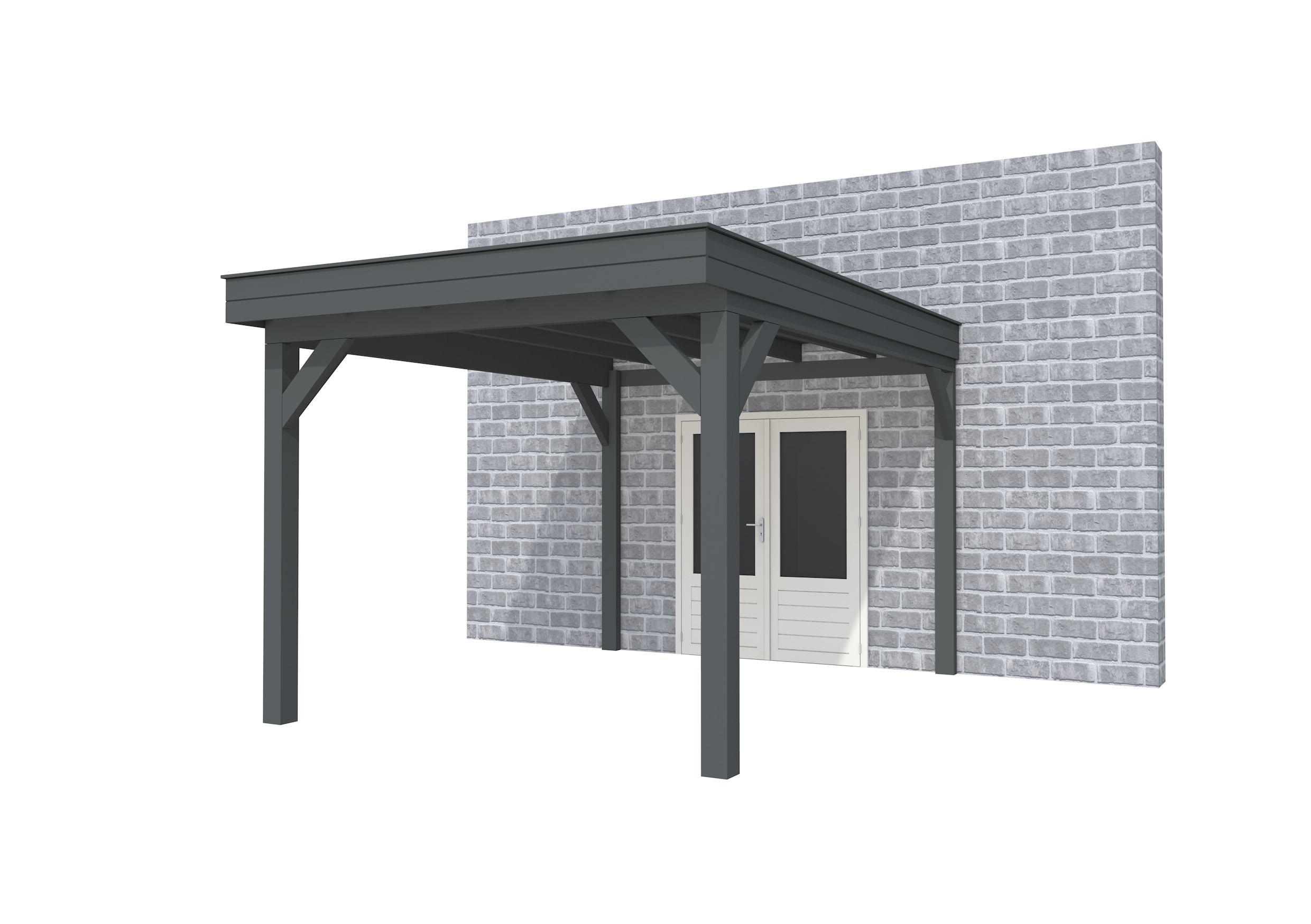 Buitenverblijf aan huis Premium I, vuren, basismodel XXL/C, 307x392 cm, antraciet gespoten.