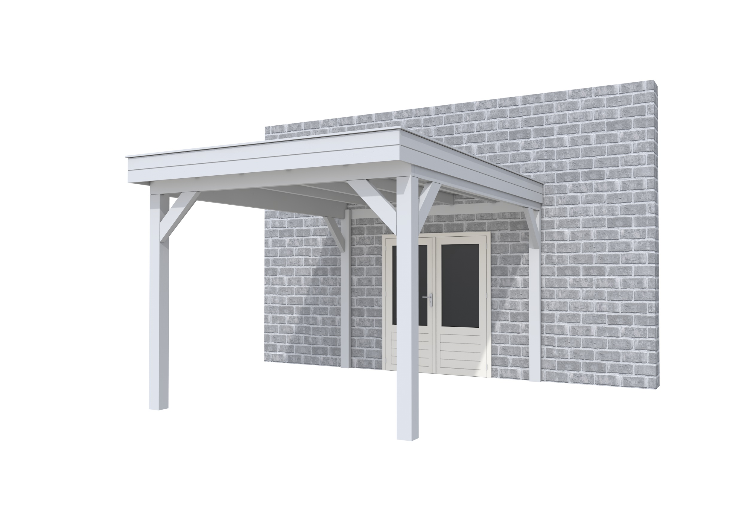 Buitenverblijf aan huis Premium I, vuren, basismodel XXL/C, 307x392 cm, lichtgrijs gespoten.
