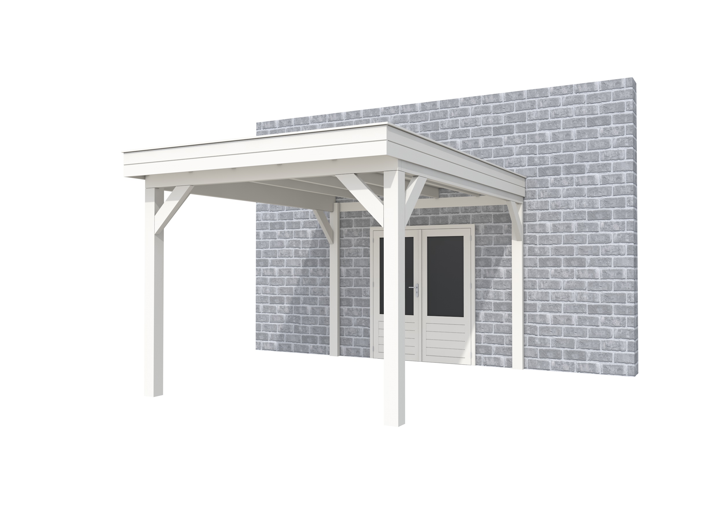 Buitenverblijf aan huis Premium I, vuren, basismodel XXL/C, 307x392 cm, wit gespoten.