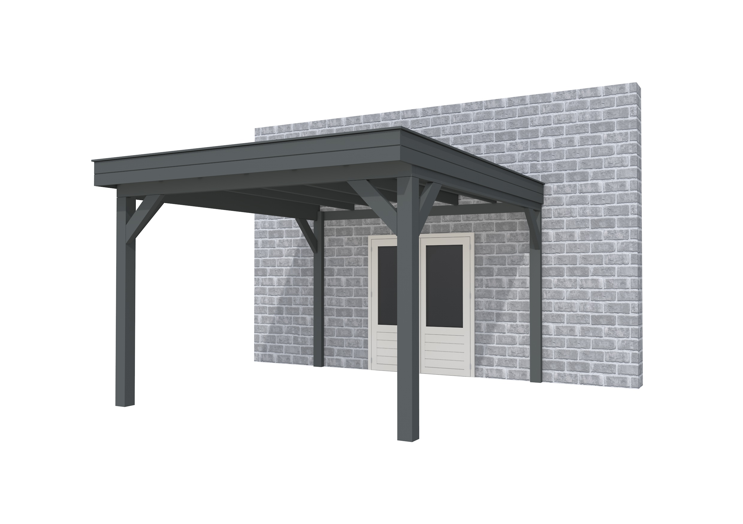 Buitenverblijf aan huis Premium I, vuren, basismodel XXL/D, 357x392 cm, antraciet gespoten.