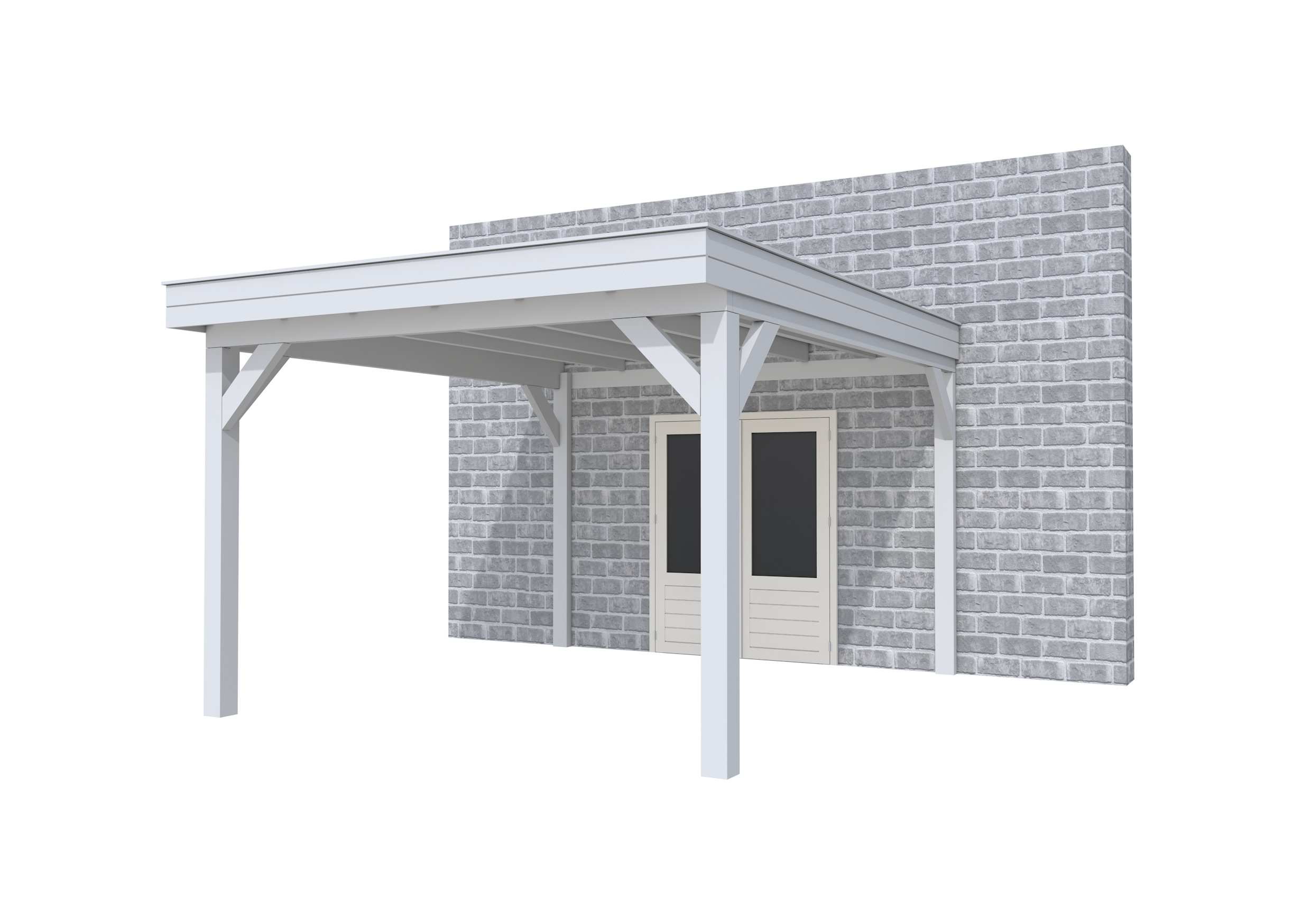 Buitenverblijf aan huis Premium I, vuren, basismodel XXL/D, 357x392 cm, lichtgrijs gespoten.