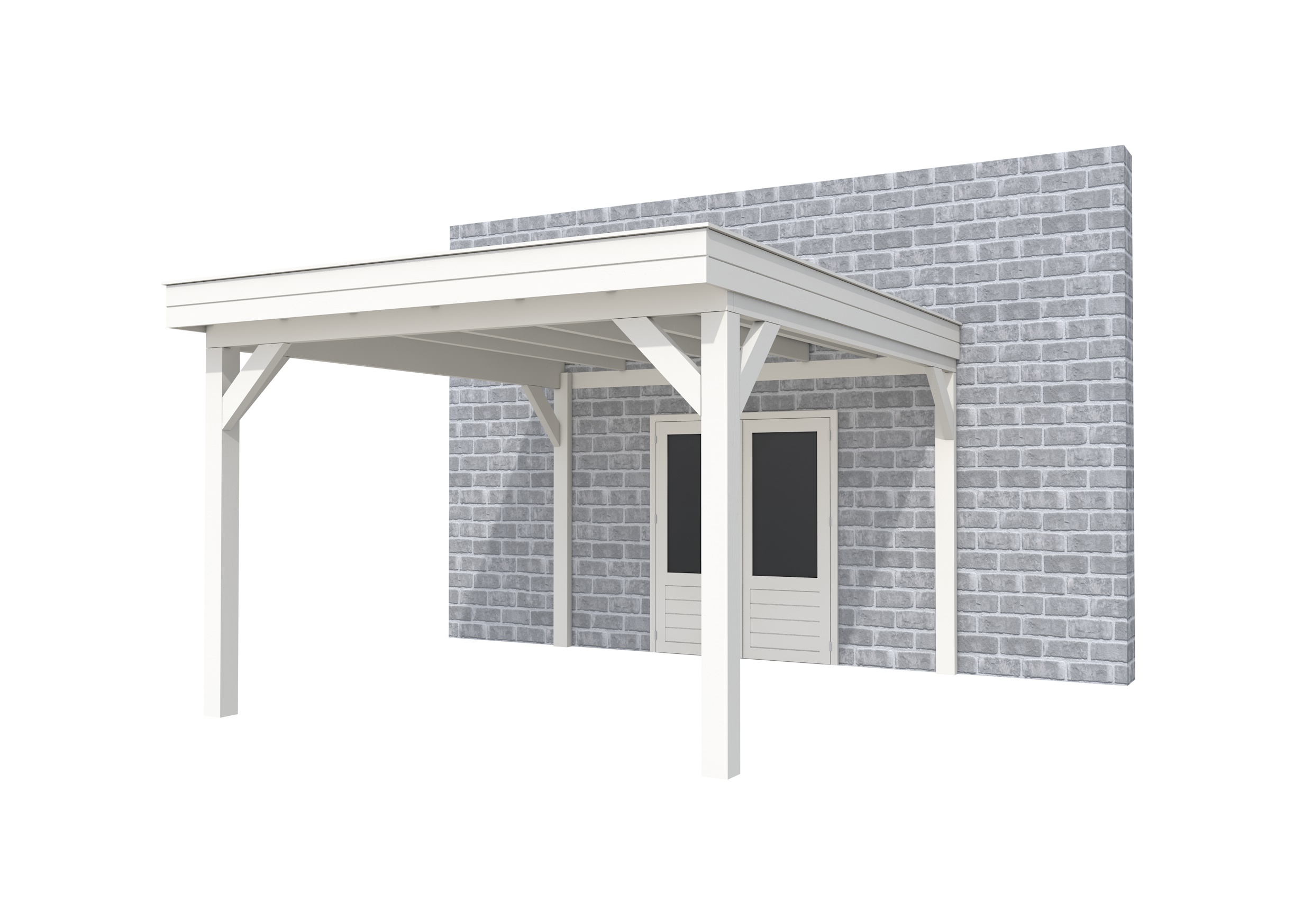 Buitenverblijf aan huis Premium I, vuren, basismodel XXL/D, 357x392 cm, wit gespoten.