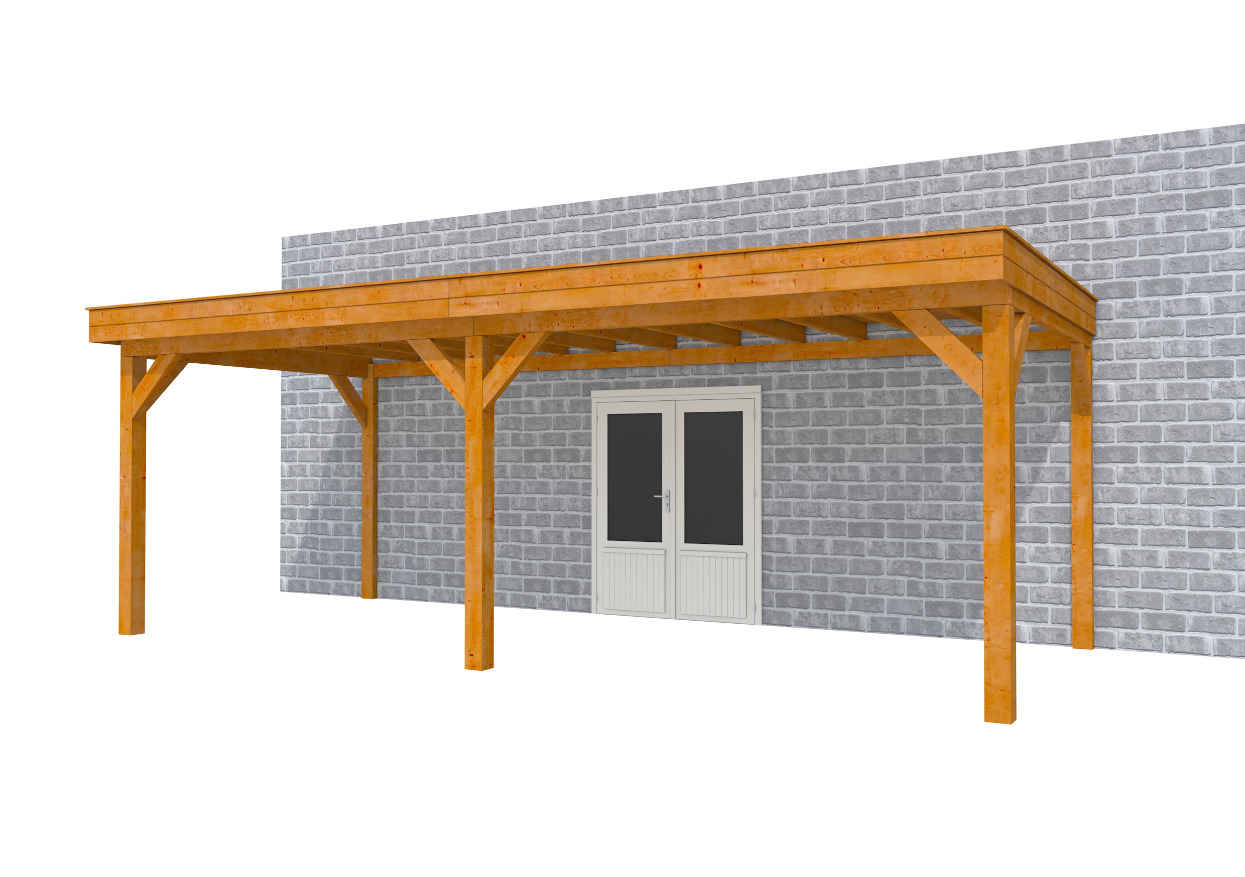 Buitenverblijf aan huis Premium II, douglas, basismodel L/D, 699x299 cm, transparant gespoten.