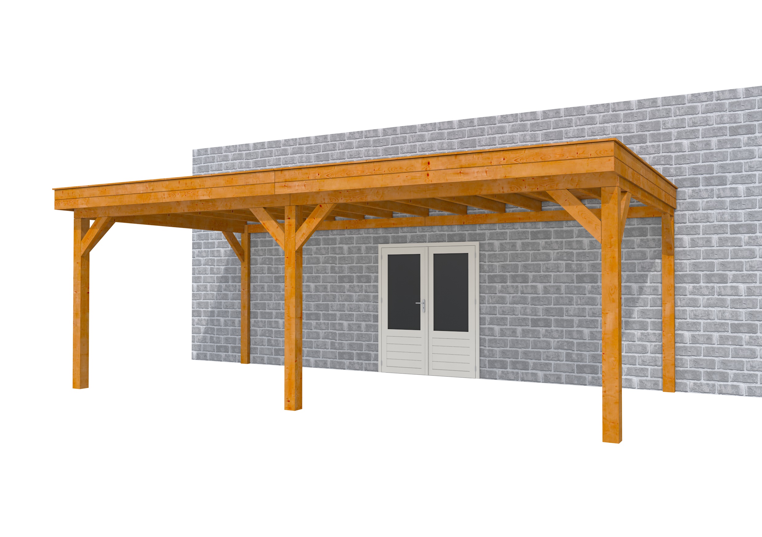 Buitenverblijf aan huis Premium II, douglas, basismodel XL/D, 699x349 cm, transparant gespoten.