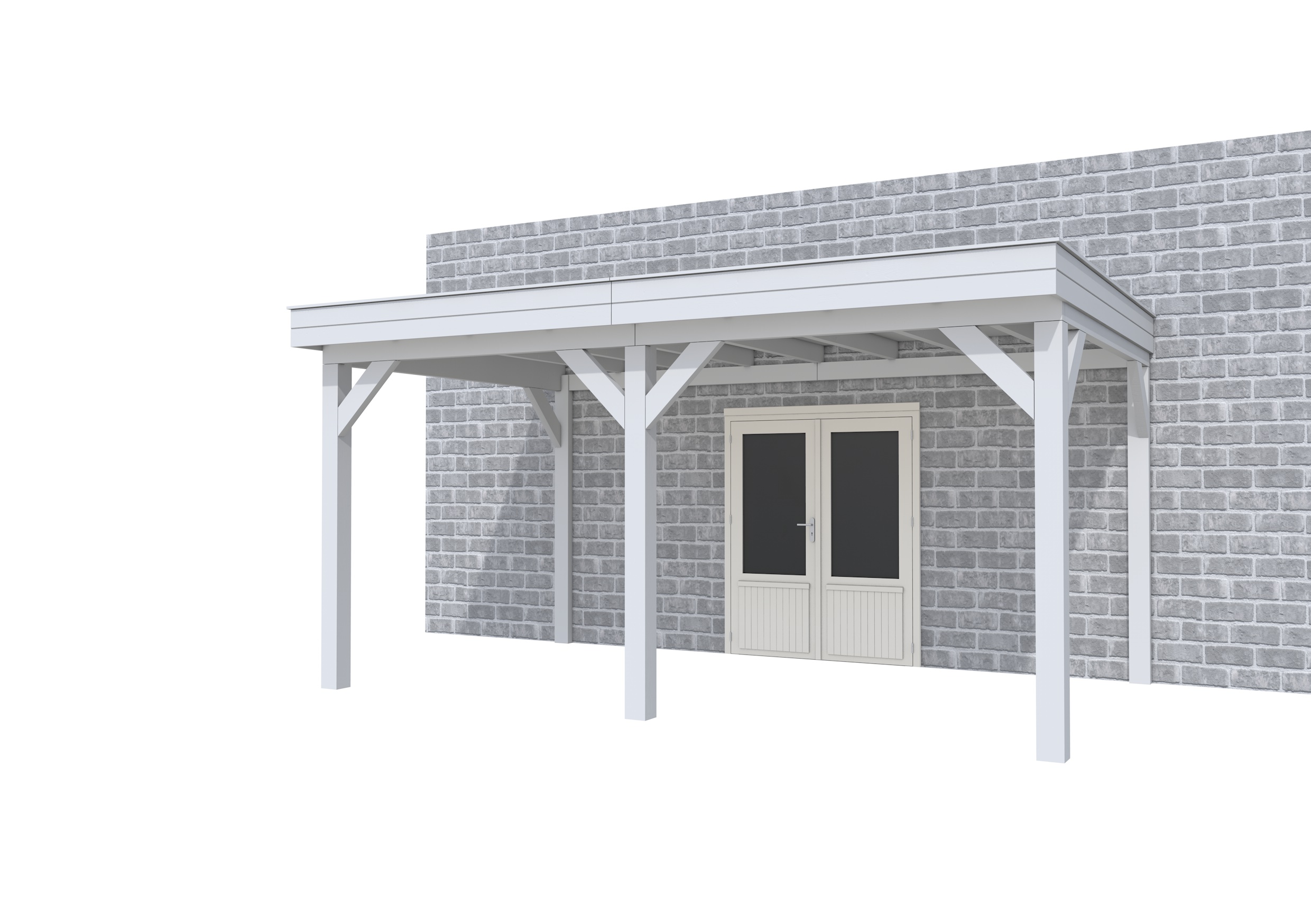 Buitenverblijf aan huis Premium II, vuren, basismodel L/B, 499x299 cm, lichtgrijs gespoten.