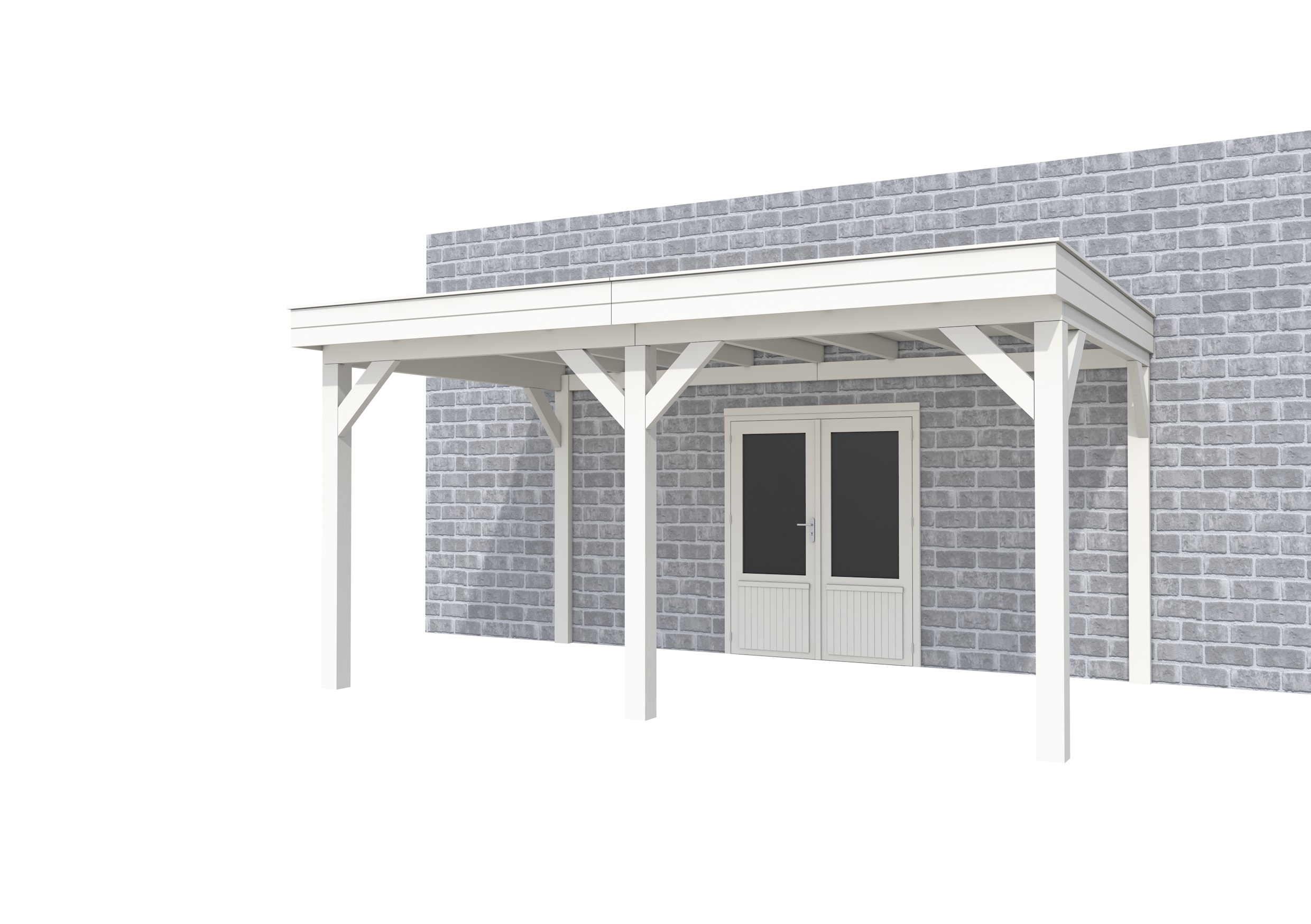 Buitenverblijf aan huis Premium II, vuren, basismodel L/B, 499x299 cm, wit gespoten.