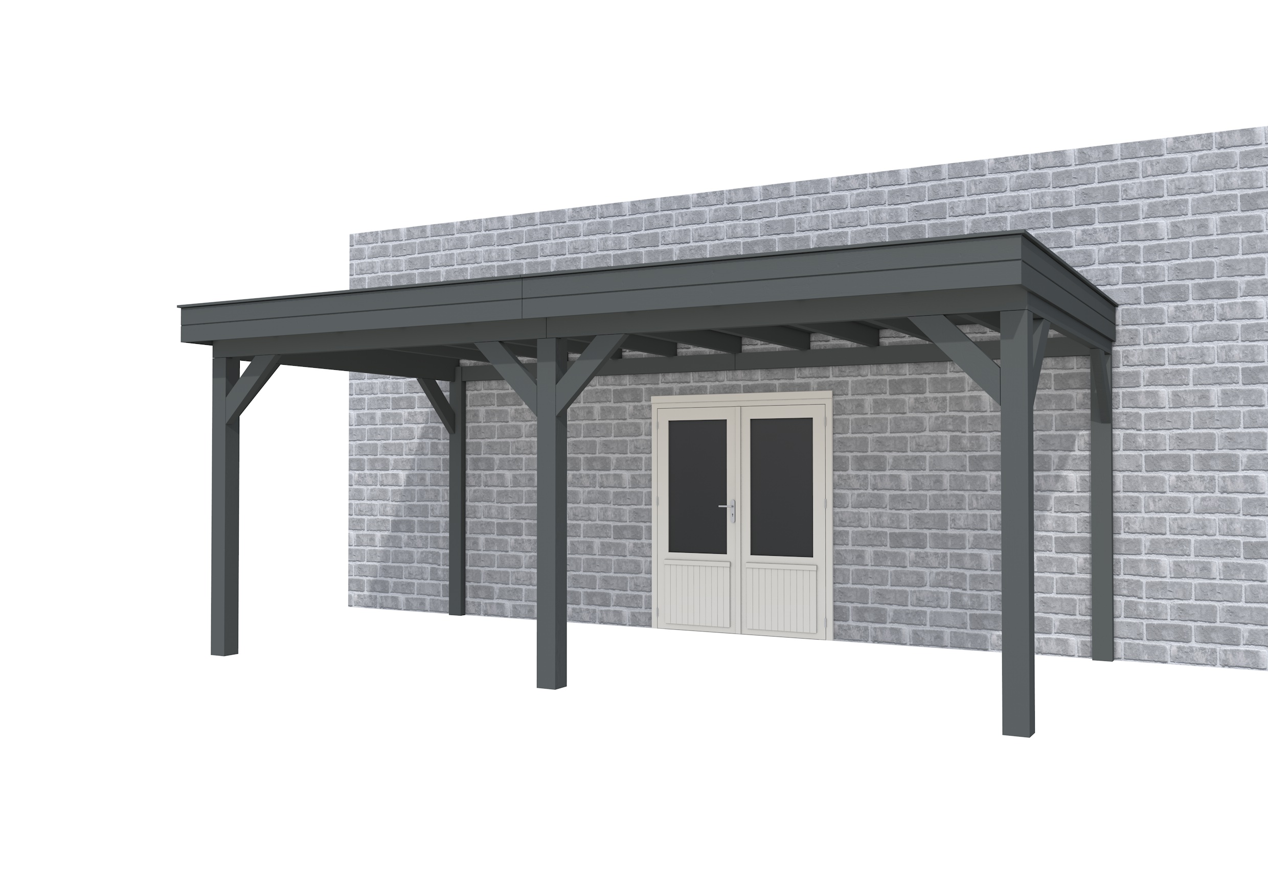 Buitenverblijf aan huis Premium II, vuren, basismodel L/C, 599x299 cm, antraciet gespoten.