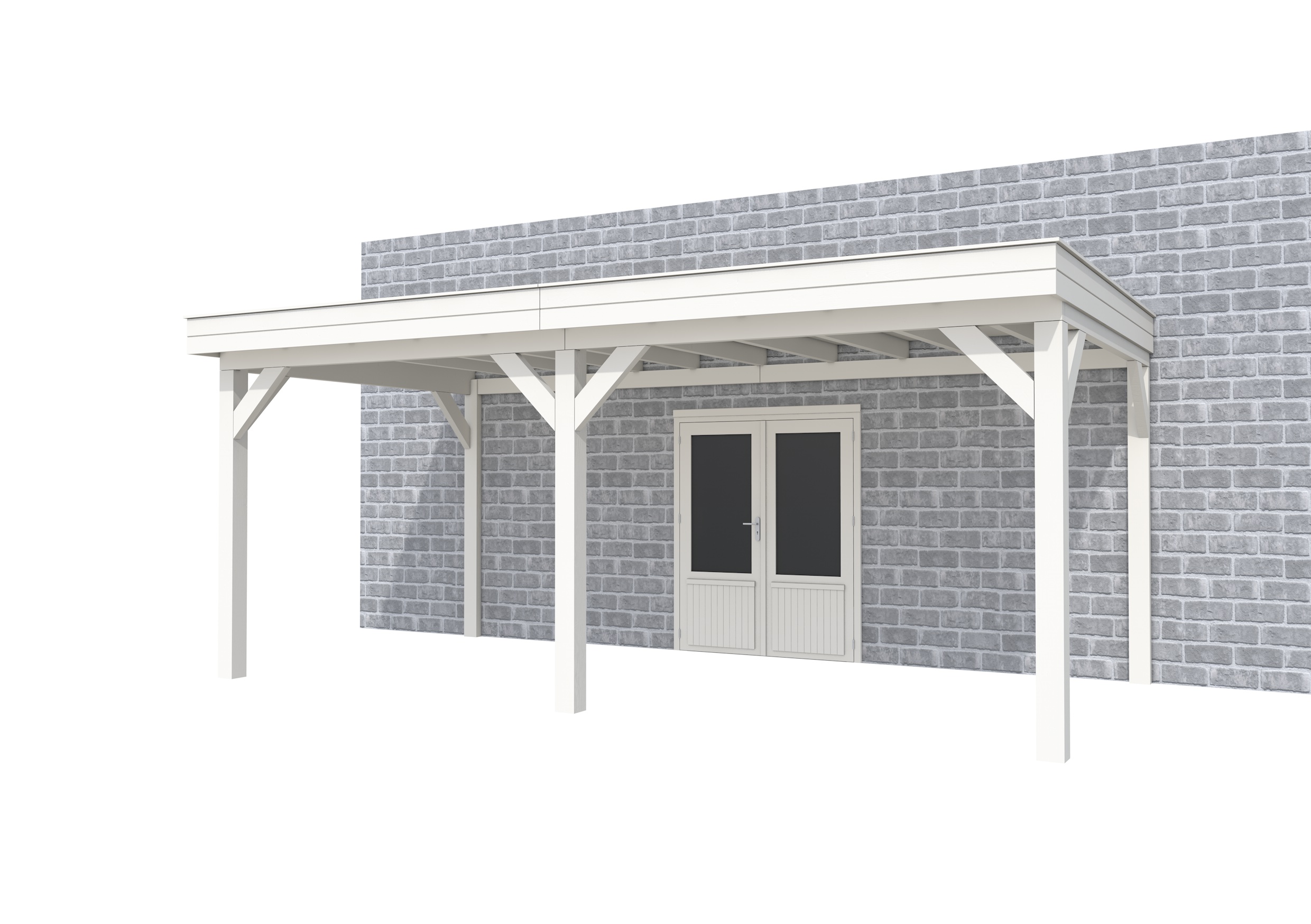 Buitenverblijf aan huis Premium II, vuren, basismodel L/C, 599x299 cm, wit gespoten.