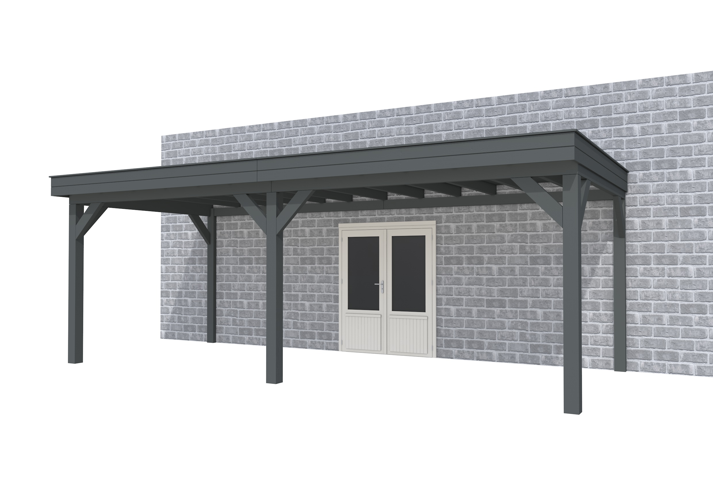 Buitenverblijf aan huis Premium II, vuren, basismodel L/D, 699x299 cm, antraciet gespoten.