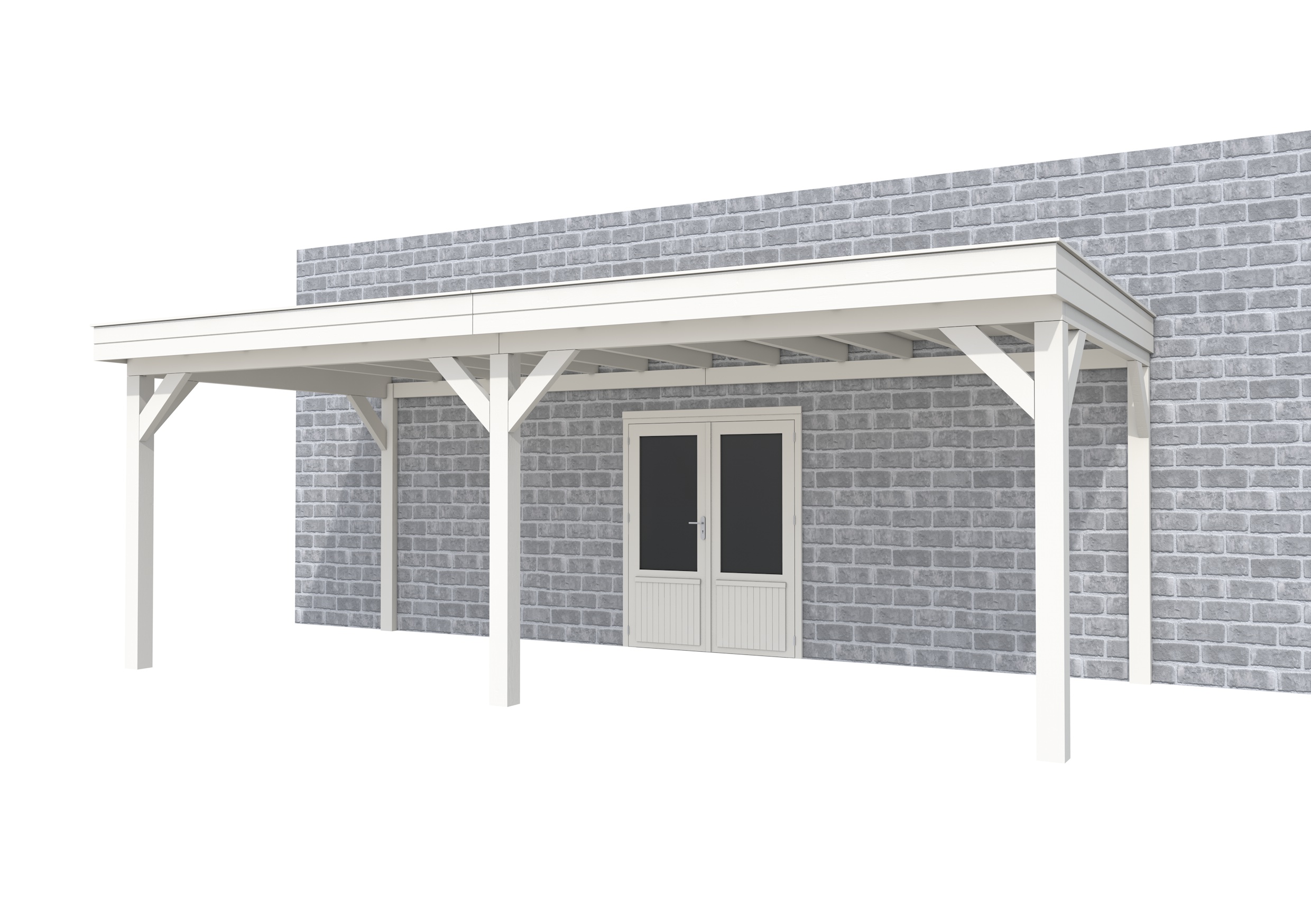 Buitenverblijf aan huis Premium II, vuren, basismodel L/D, 699x299 cm, wit gespoten.