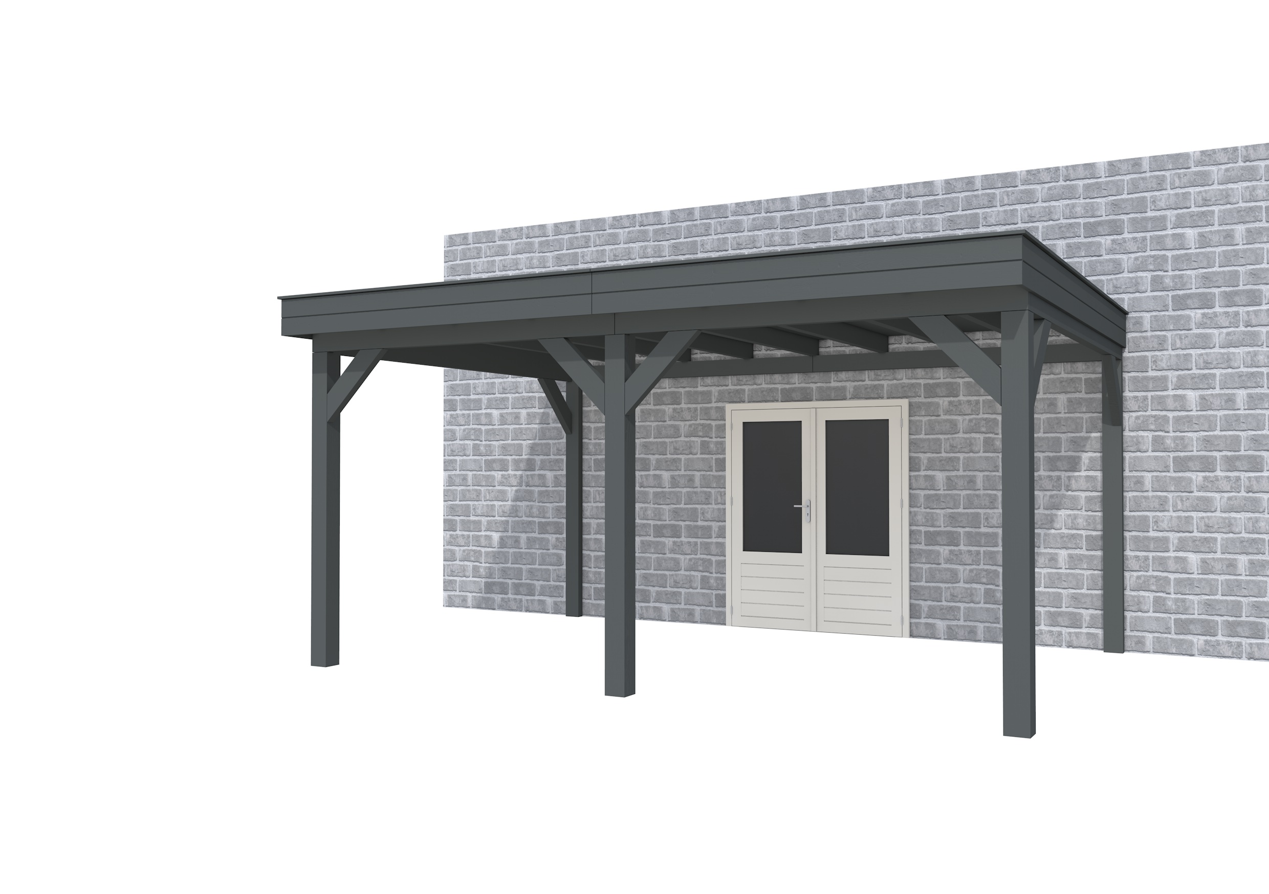 Buitenverblijf aan huis Premium II, vuren, basismodel XL/B, 499x349 cm, antraciet gespoten.