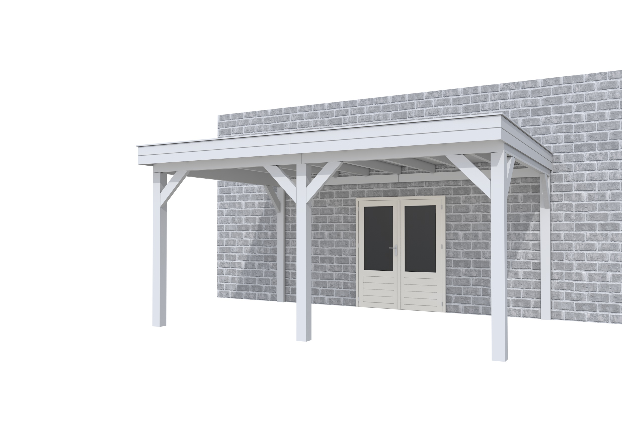 Buitenverblijf aan huis Premium II, vuren, basismodel XL/B, 499x349 cm, lichtgrijs gespoten.