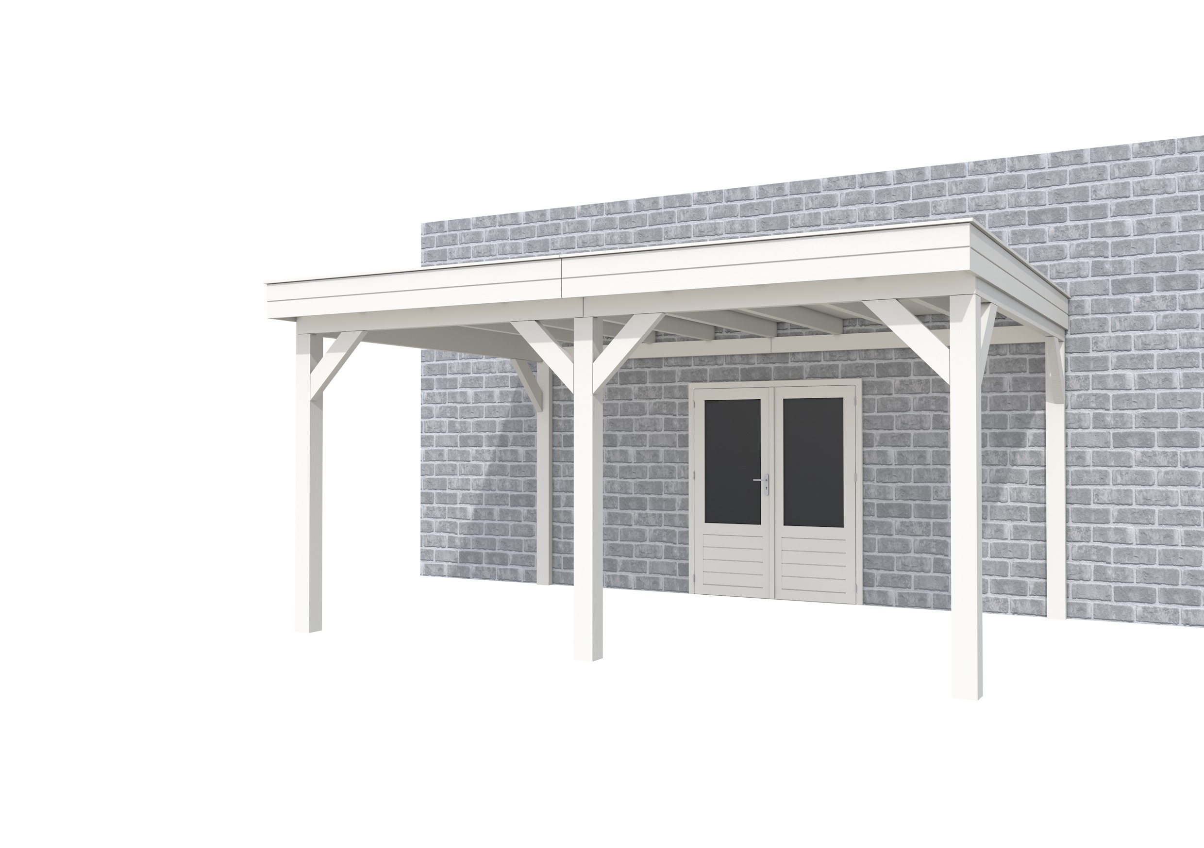 Buitenverblijf aan huis Premium II, vuren, basismodel XL/B, 499x349 cm, wit gespoten.