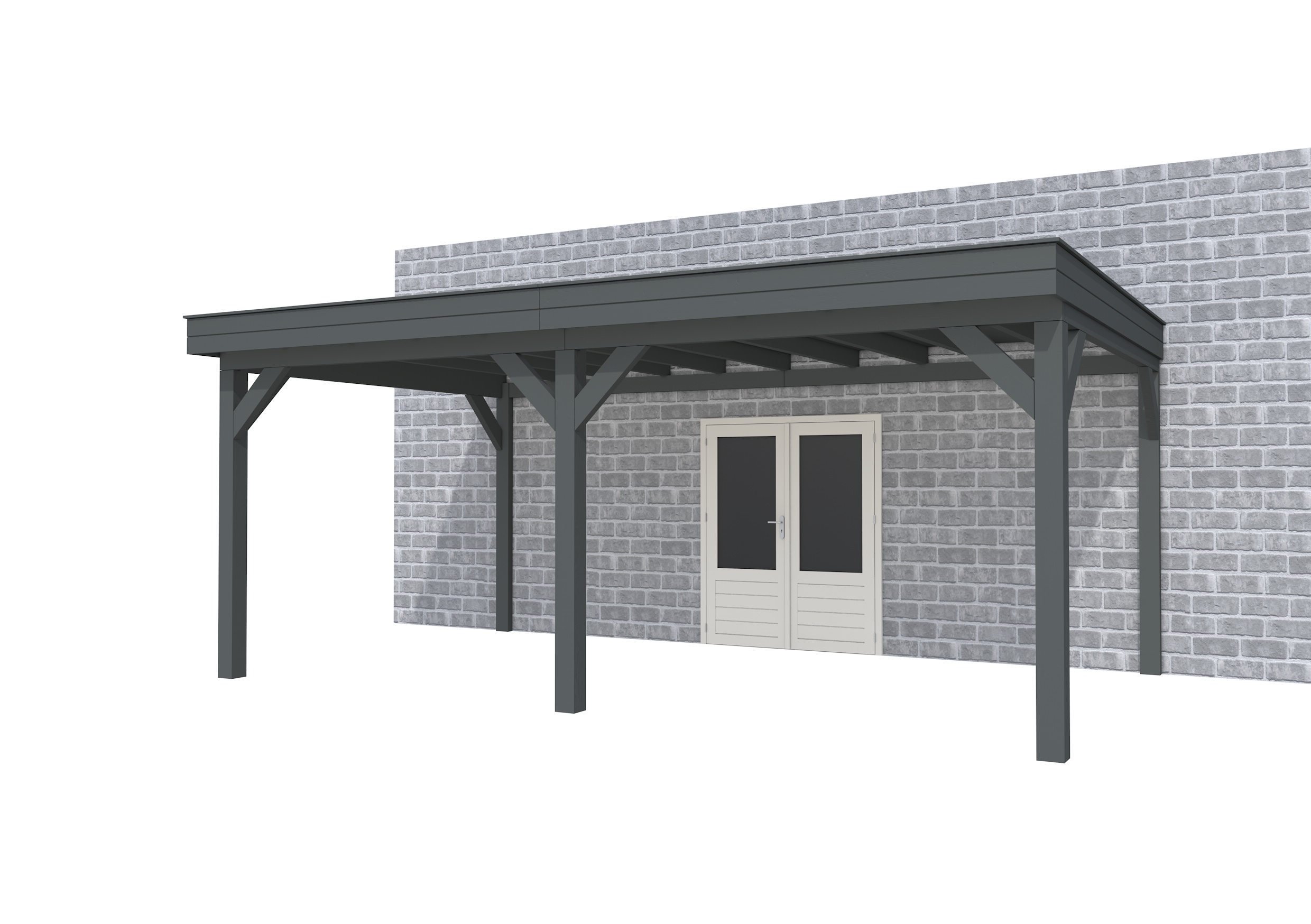 Buitenverblijf aan huis Premium II, vuren, basismodel XL/C, 599x349 cm, antraciet gespoten.