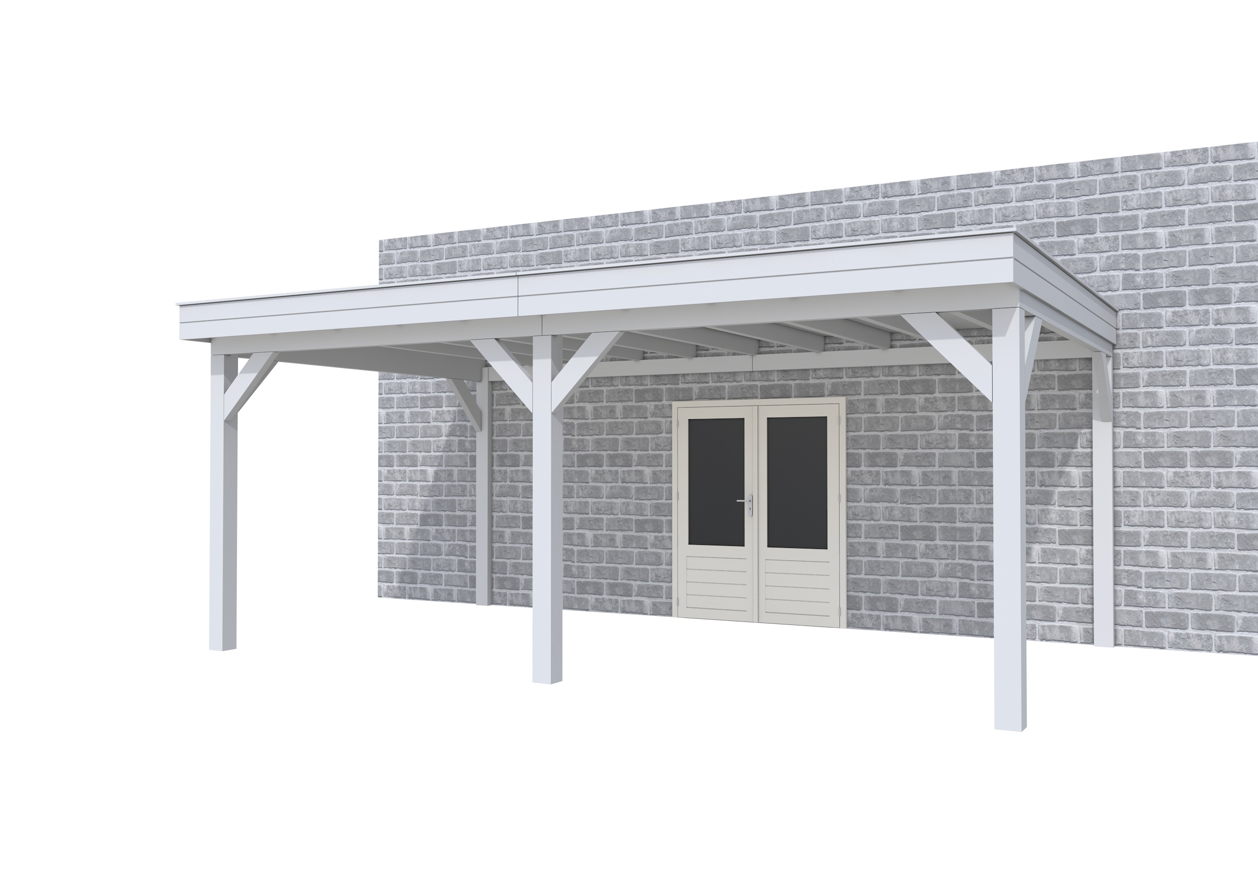 Buitenverblijf aan huis Premium II, vuren, basismodel XL/C, 599x349 cm, lichtgrijs gespoten.