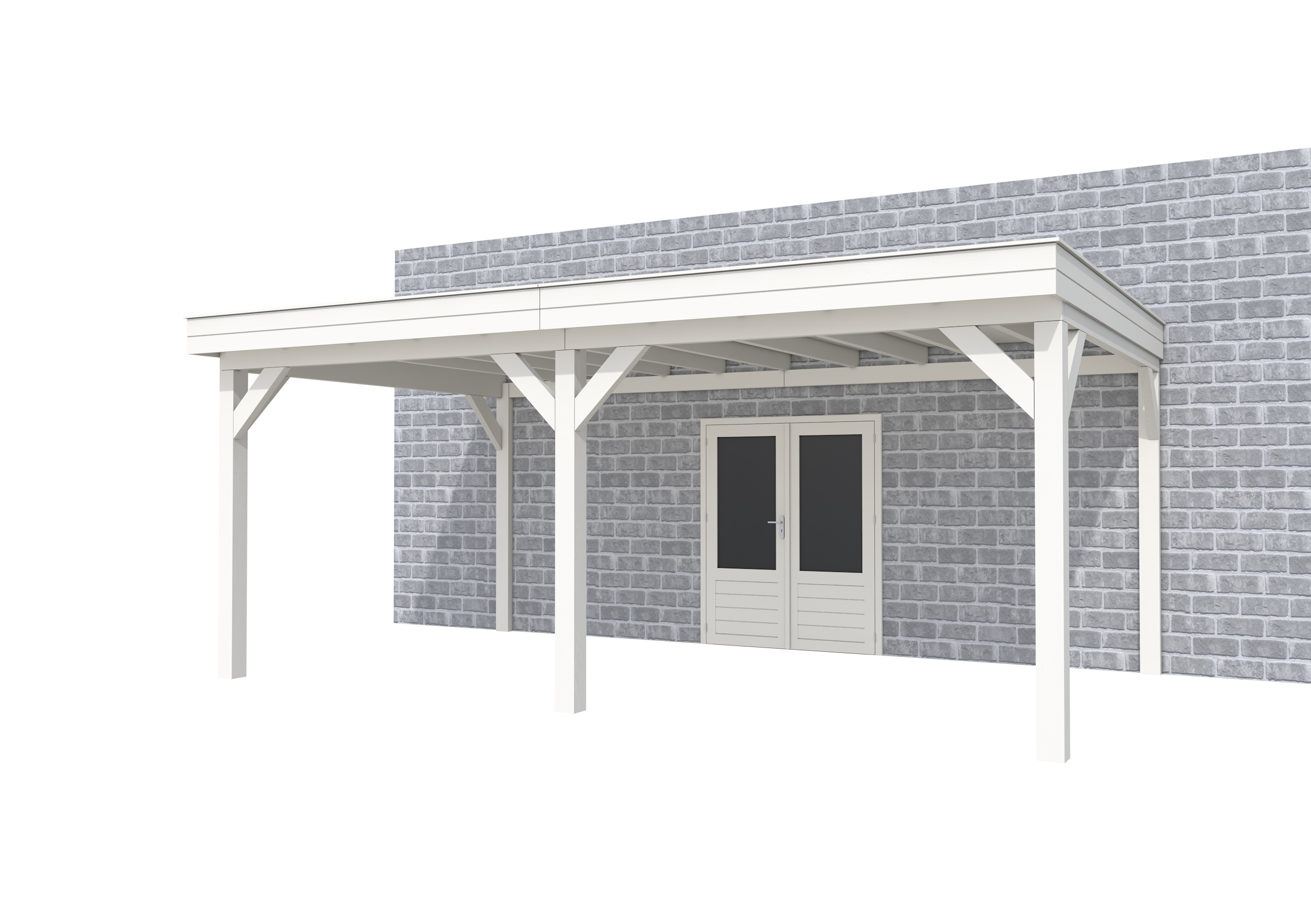 Buitenverblijf aan huis Premium II, vuren, basismodel XL/C, 599x349 cm, wit gespoten.