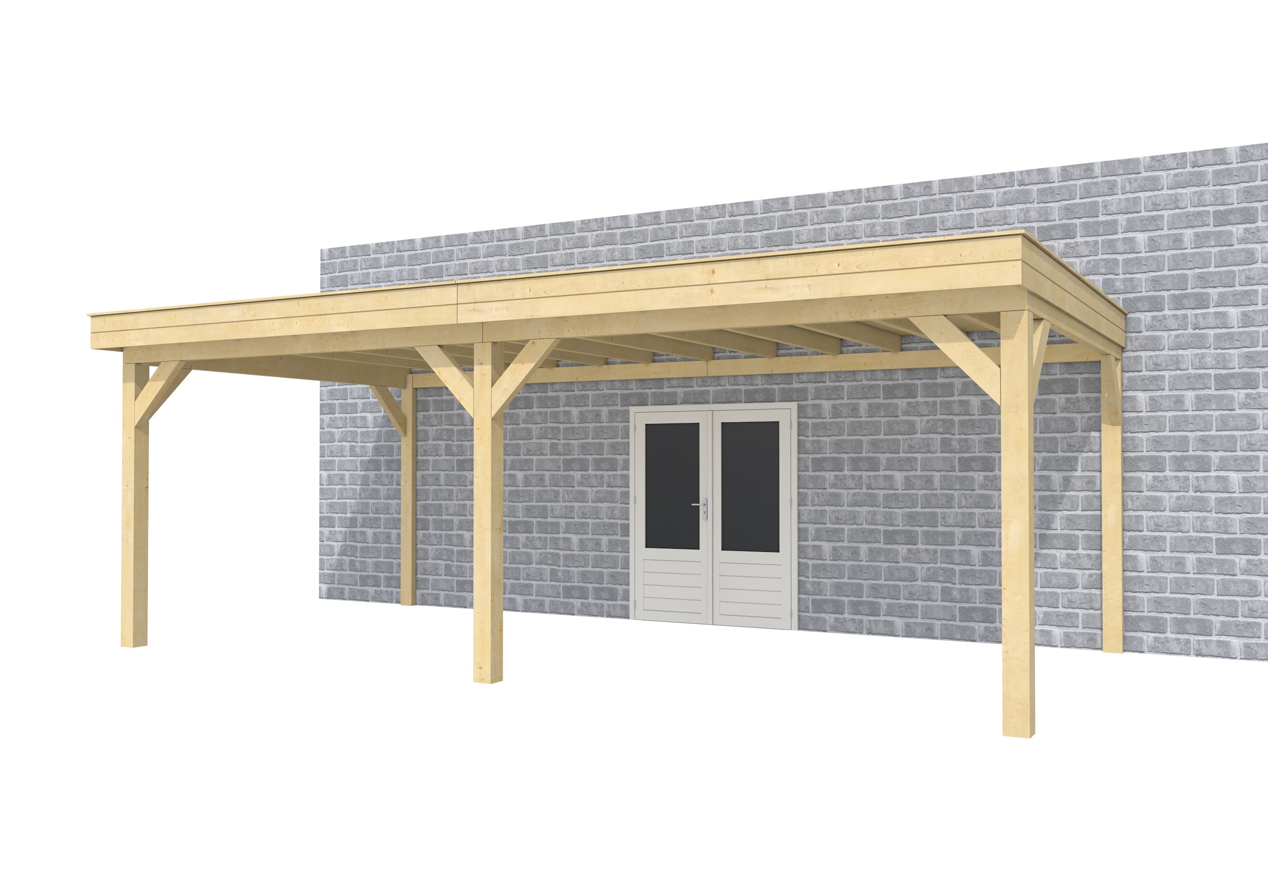 Buitenverblijf aan huis Premium II, vuren, basismodel XL/D, 699x349 cm, onbehandeld.