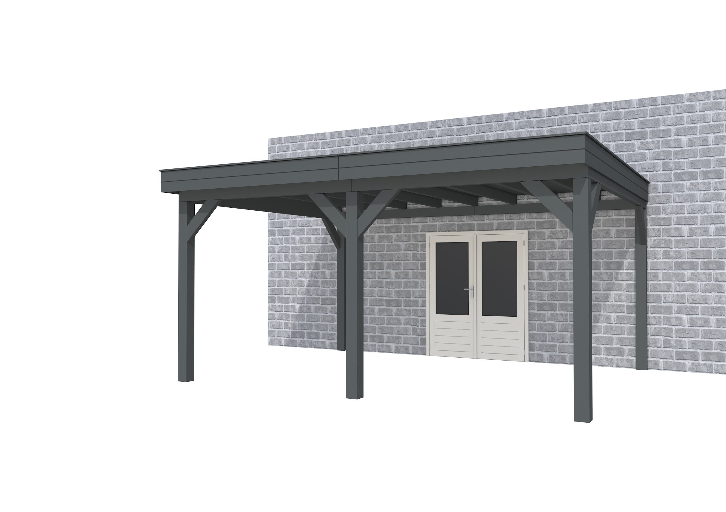 Buitenverblijf aan huis Premium II, vuren, basismodel XXL/B, 499x392 cm, antraciet gespoten.