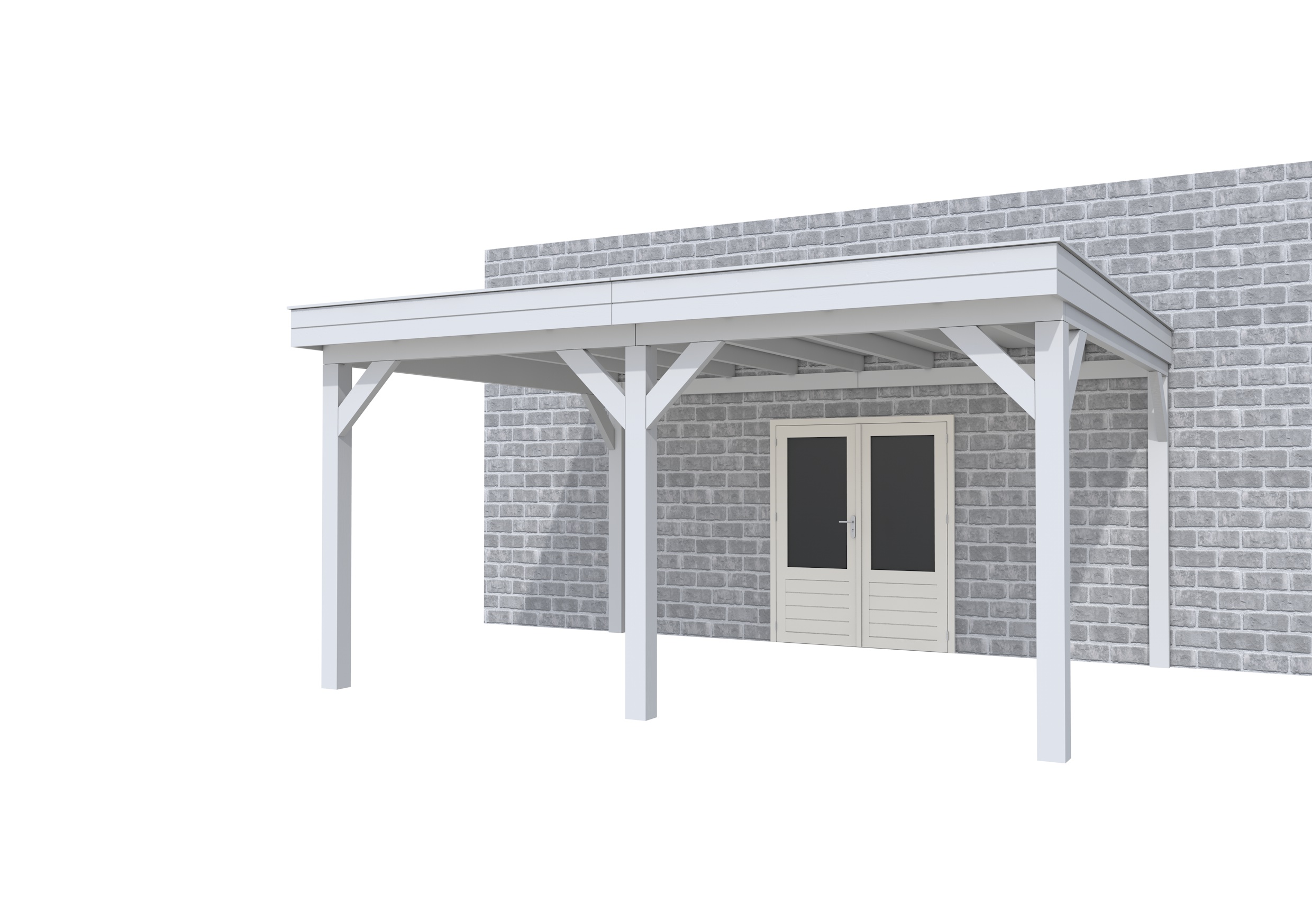 Buitenverblijf aan huis Premium II, vuren, basismodel XXL/B, 499x392 cm, lichtgrijs gespoten.