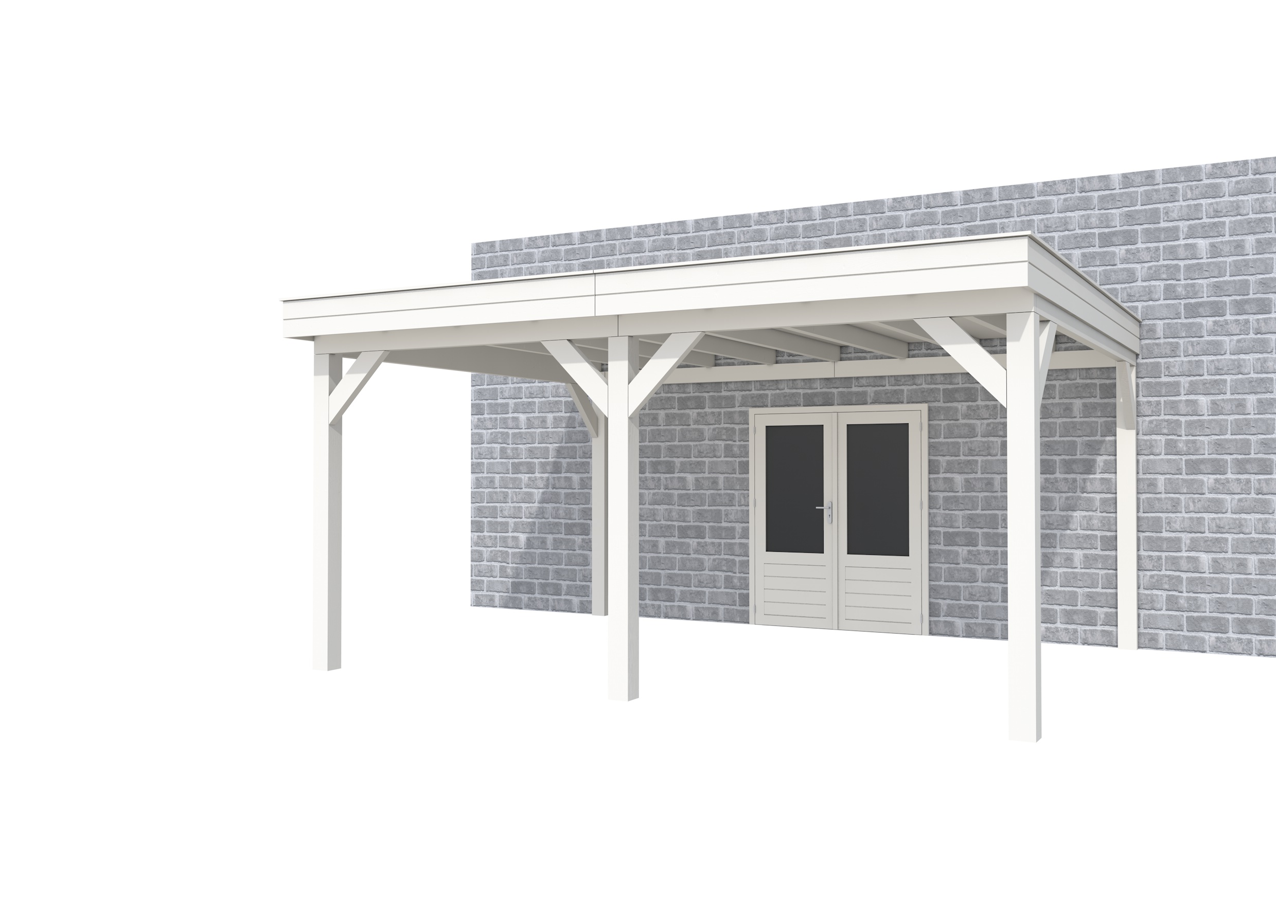 Buitenverblijf aan huis Premium II, vuren, basismodel XXL/B, 499x392 cm, wit gespoten.