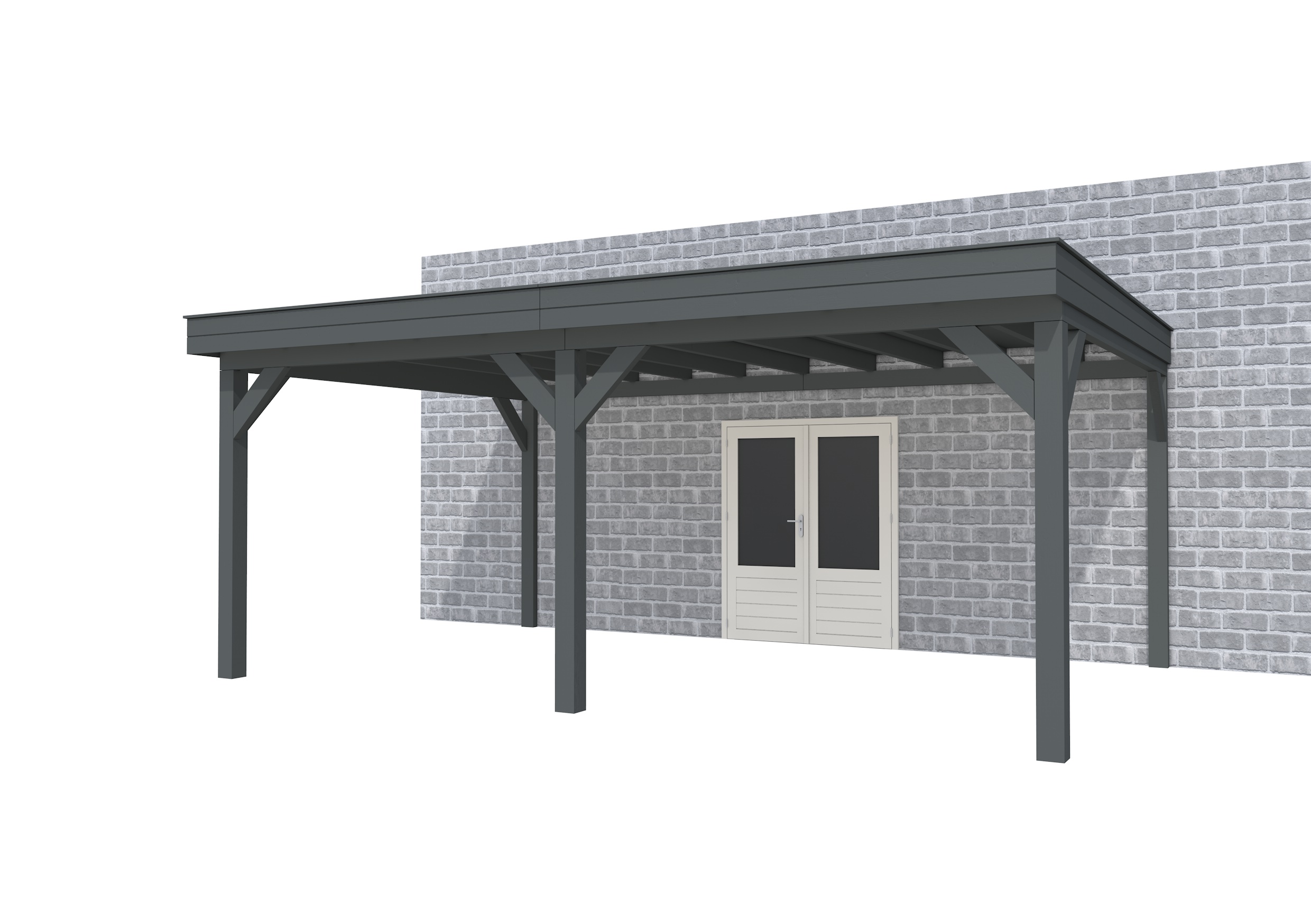 Buitenverblijf aan huis Premium II, vuren, basismodel XXL/C, 599x392 cm, antraciet gespoten.