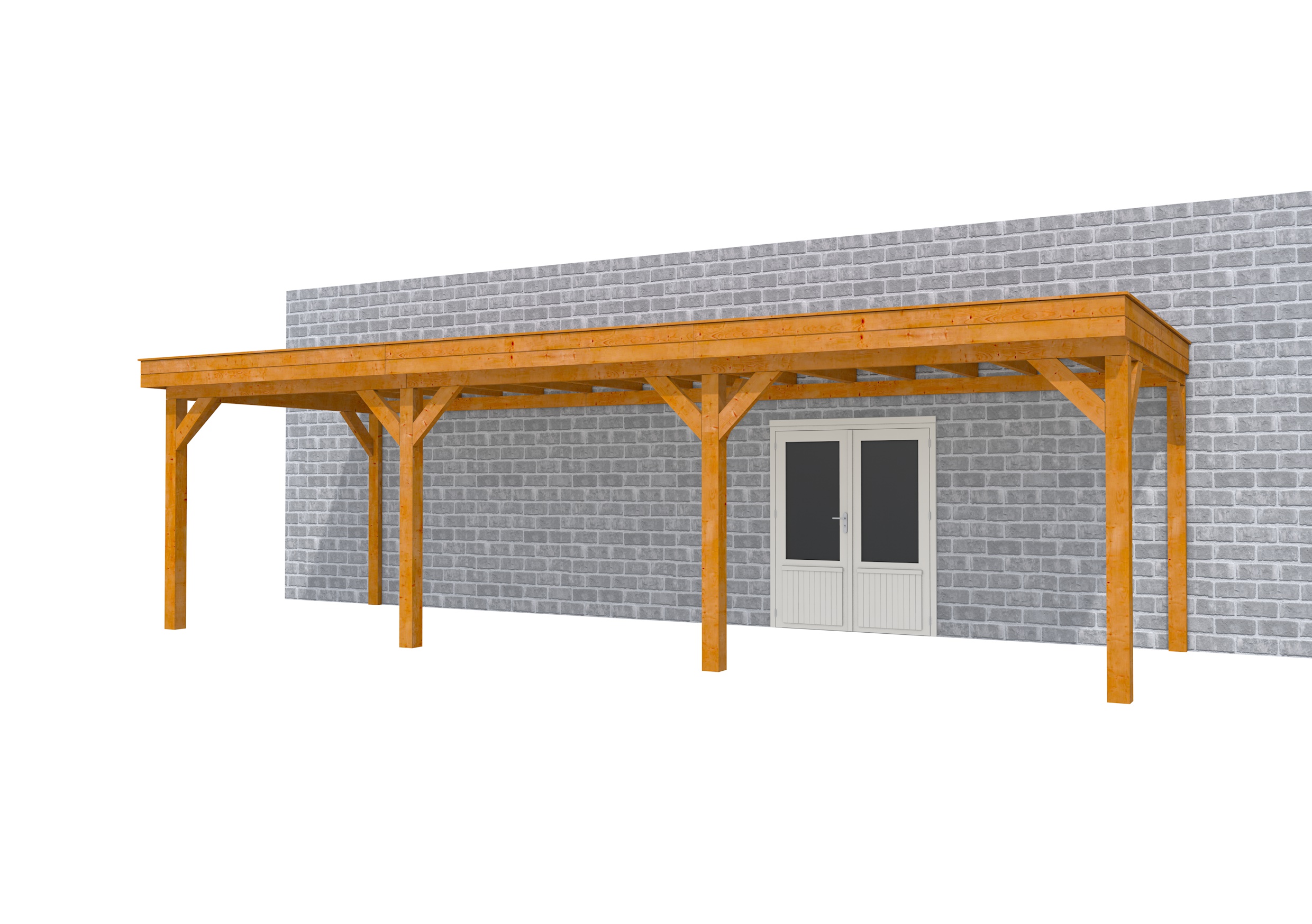 Buitenverblijf aan huis Premium III, douglas, basismodel L/C, 892x299 cm, transparant gespoten.