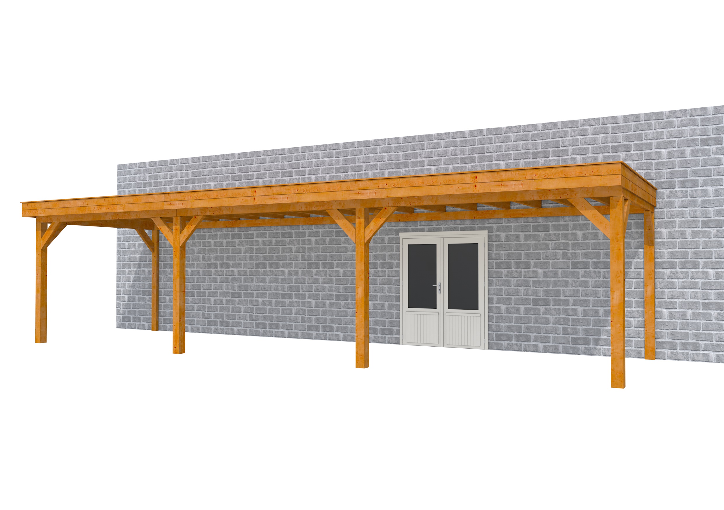 Buitenverblijf aan huis Premium III, douglas, basismodel L/D, 1042x299 cm, transparant gespoten.