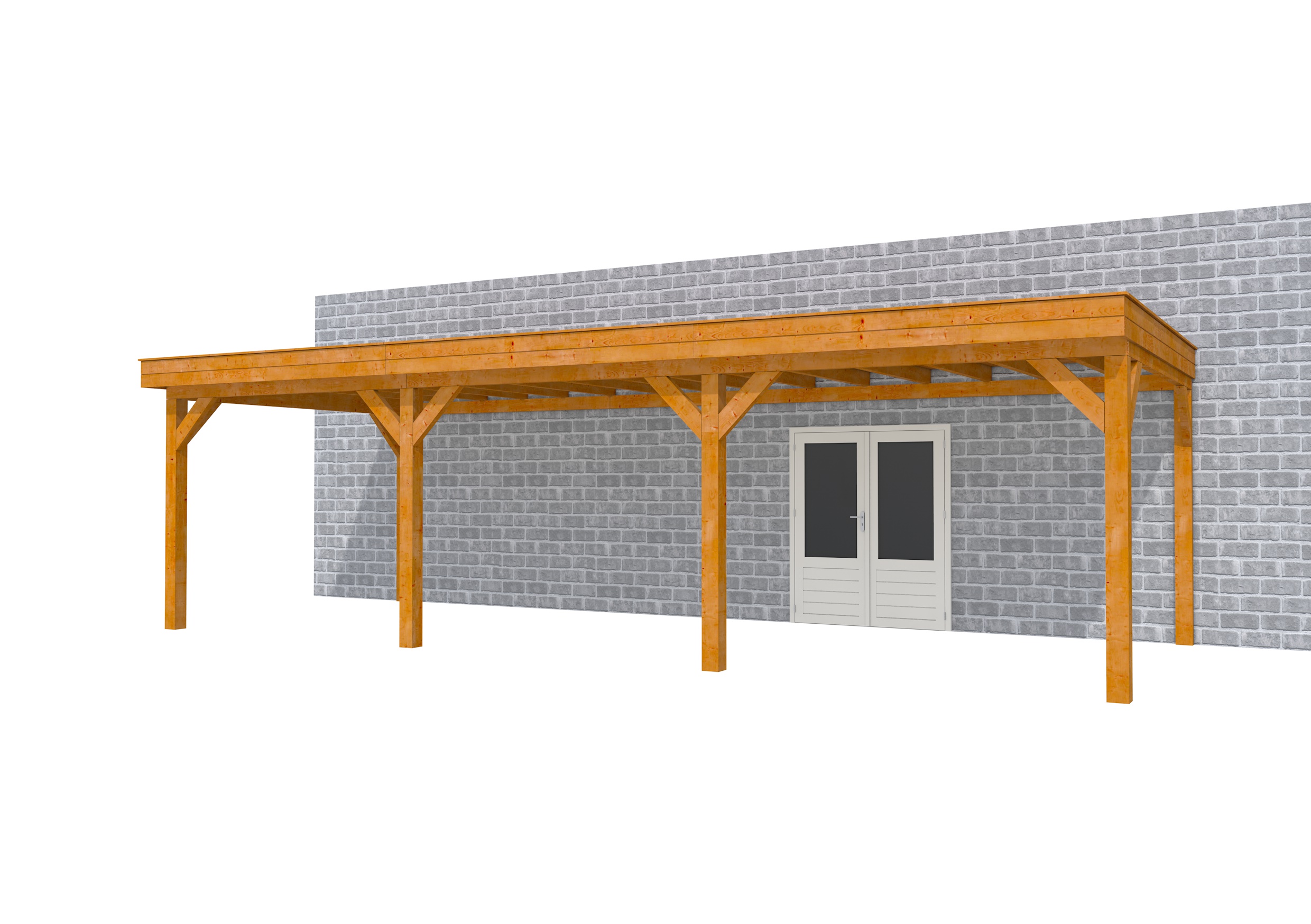 Buitenverblijf aan huis Premium III, douglas, basismodel XL/C, 892x349 cm, transparant gespoten.