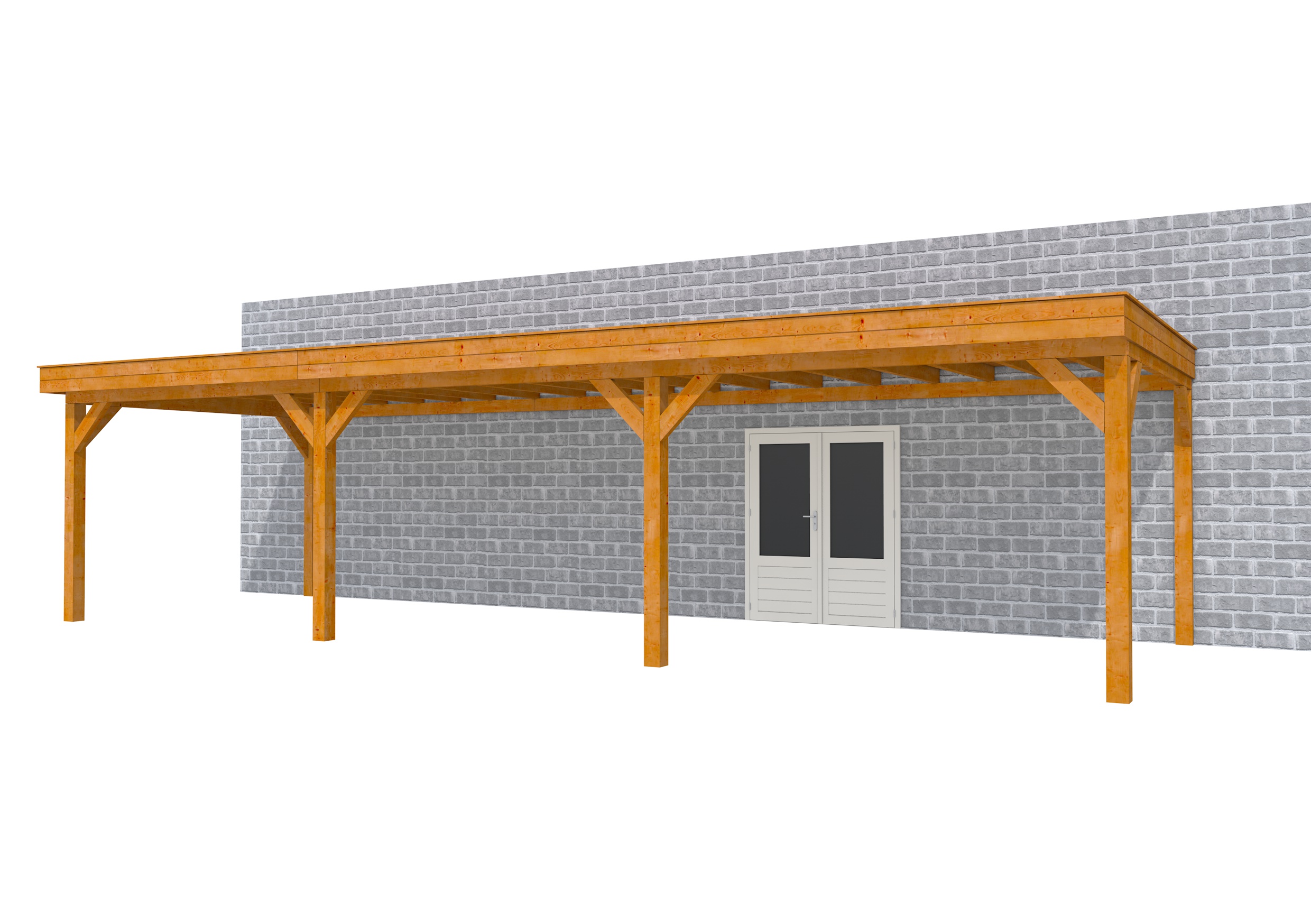 Buitenverblijf aan huis Premium III, douglas, basismodel XL/D, 1042x349 cm, transparant gespoten.