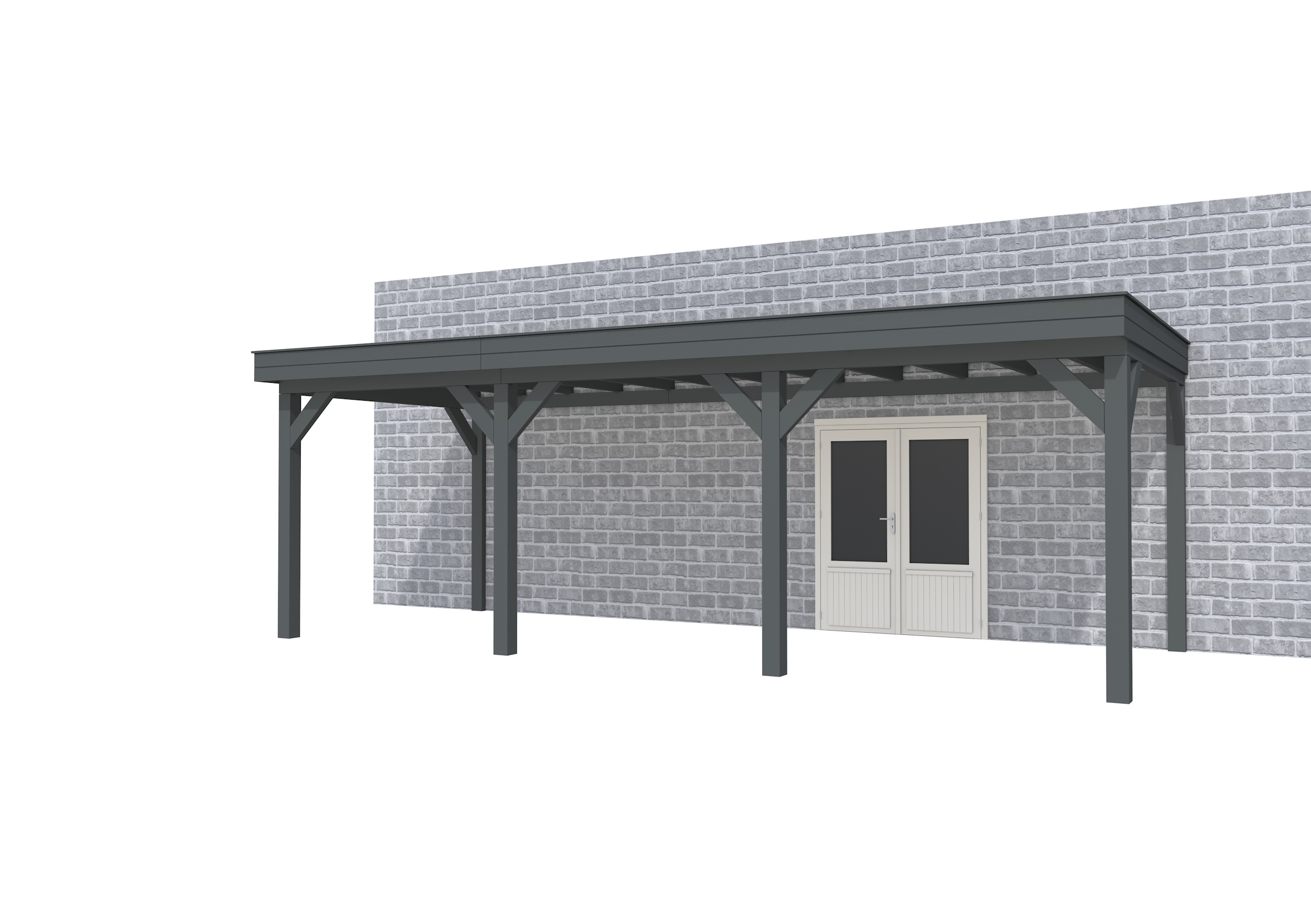 Buitenverblijf aan huis Premium III, vuren, basismodel L/B, 742x299 cm, antraciet gespoten.