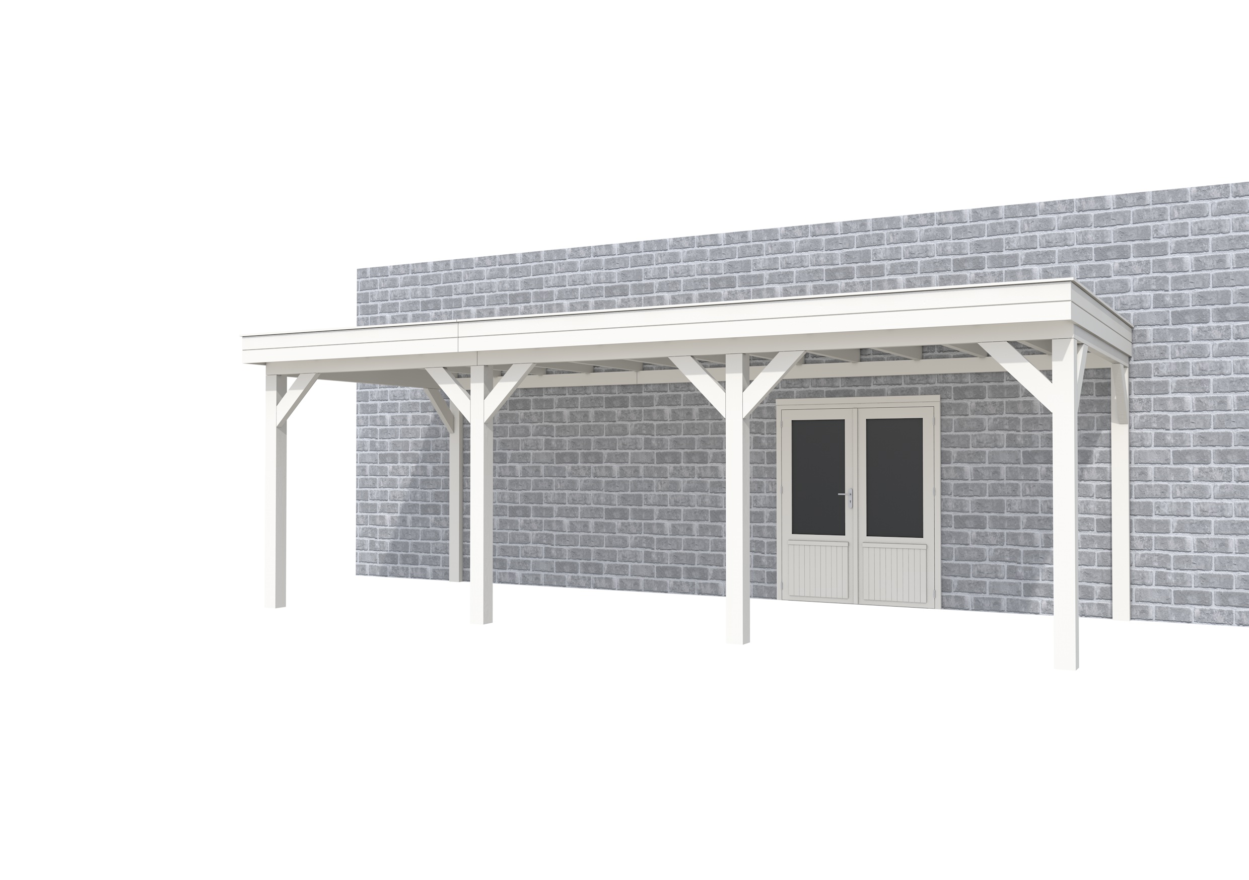 Buitenverblijf aan huis Premium III, vuren, basismodel L/B, 742x299 cm, wit gespoten.