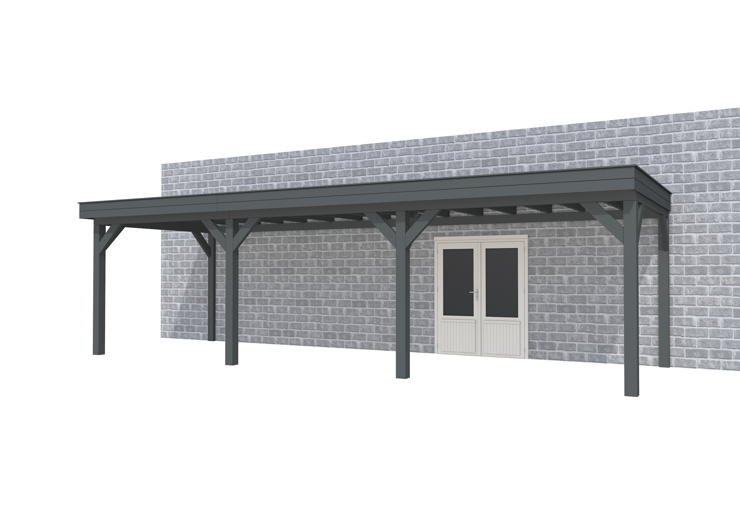 Buitenverblijf aan huis Premium III, vuren, basismodel L/C, 892x299 cm, antraciet gespoten.