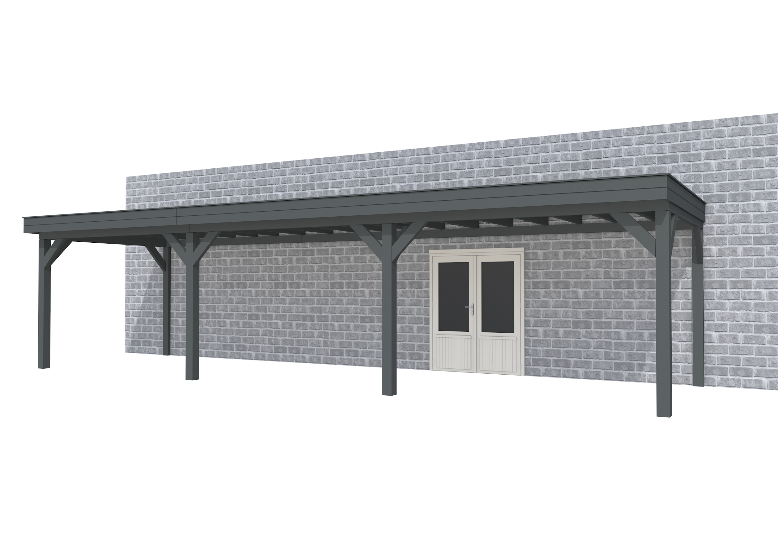 Buitenverblijf aan huis Premium III, vuren, basismodel L/D, 1042x299 cm, antraciet gespoten.