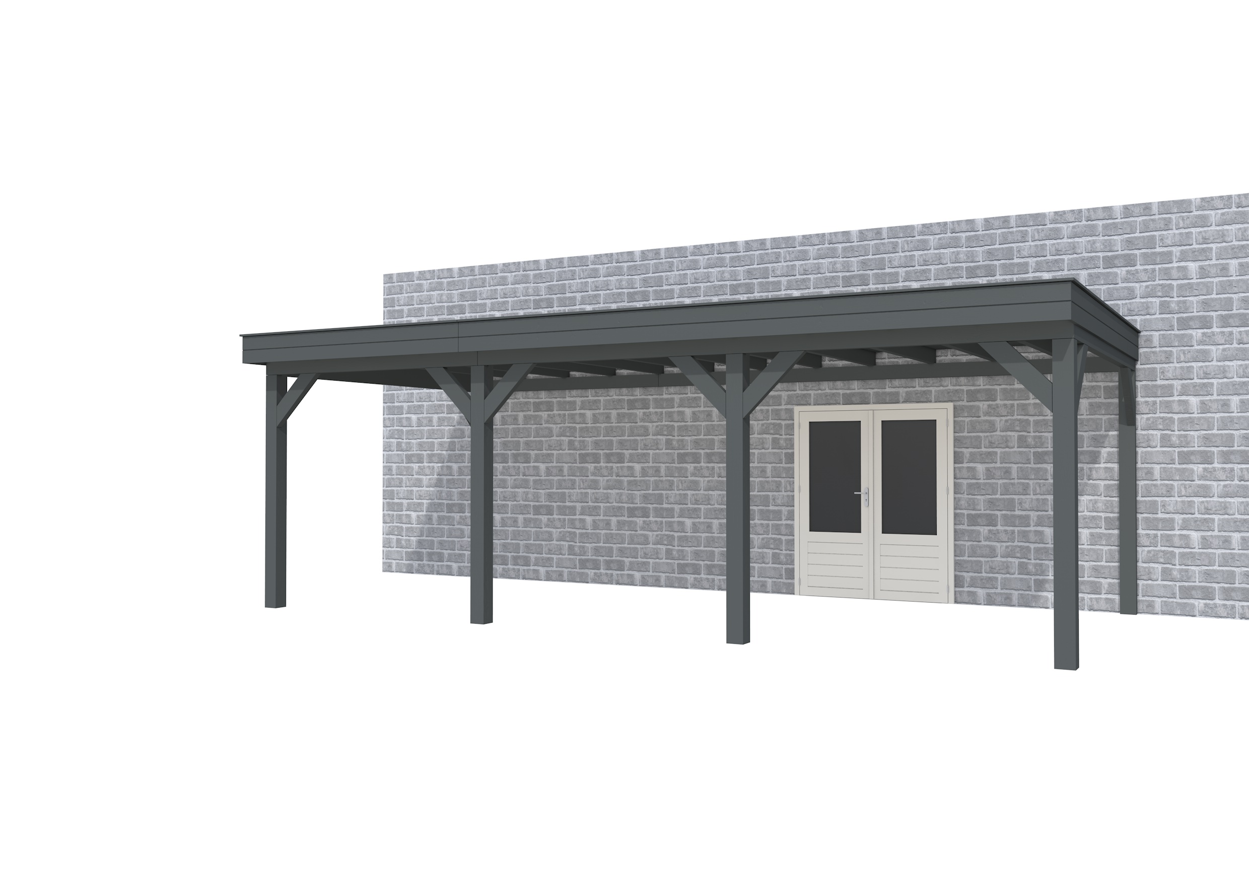 Buitenverblijf aan huis Premium III, vuren, basismodel XL/B, 742x349 cm, antraciet gespoten.