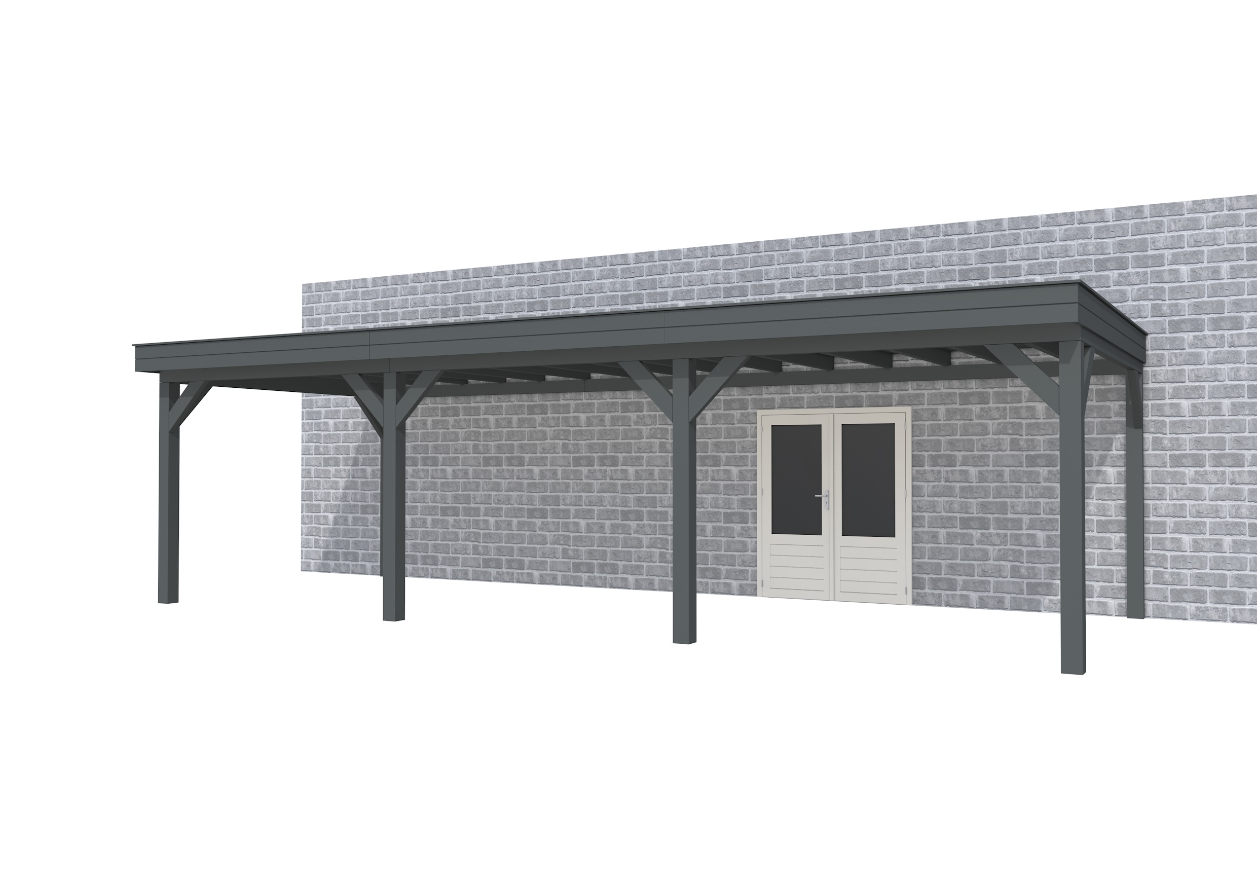 Buitenverblijf aan huis Premium III, vuren, basismodel XL/C, 892x349 cm, antraciet gespoten.