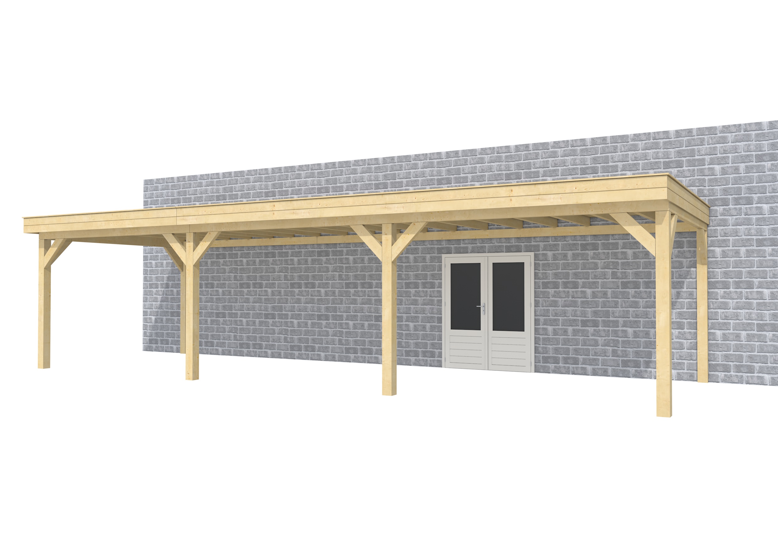 Buitenverblijf aan huis Premium III, vuren, basismodel XL/D, 1042x349 cm, onbehandeld.