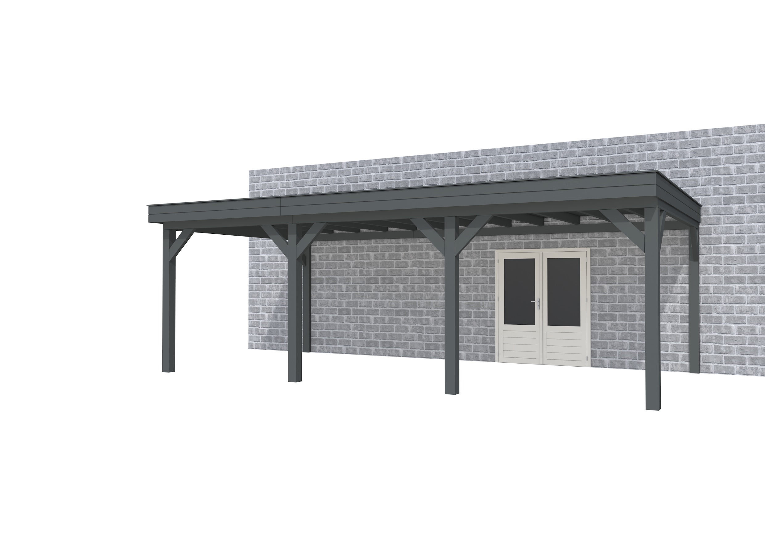 Buitenverblijf aan huis Premium III, vuren, basismodel XXL/B, 742x392 cm, antraciet gespoten.