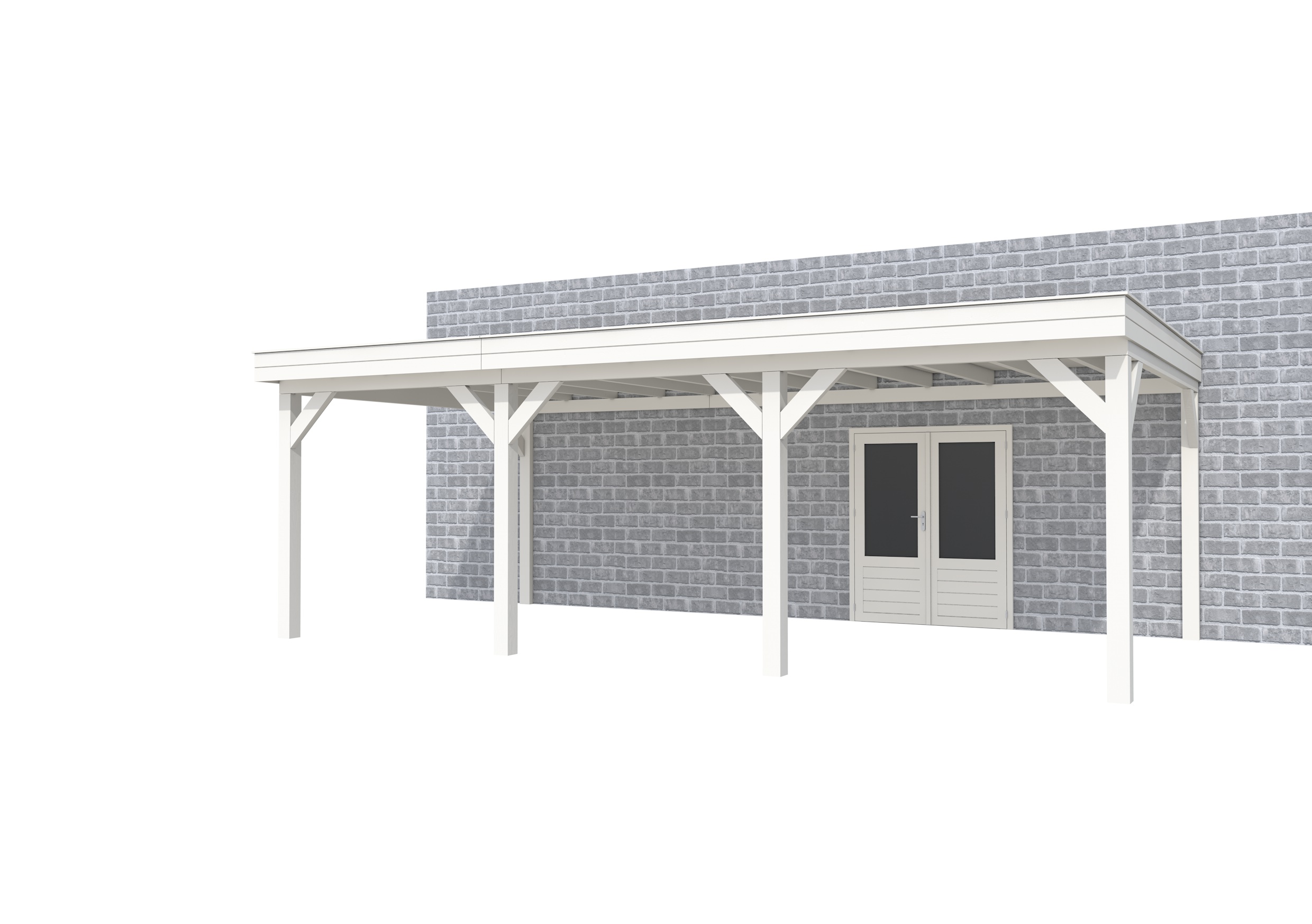 Buitenverblijf aan huis Premium III, vuren, basismodel XXL/B, 742x392 cm, wit gespoten.