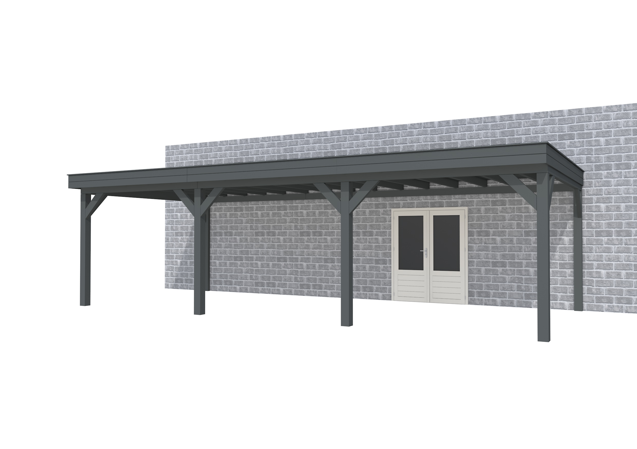 Buitenverblijf aan huis Premium III, vuren, basismodel XXL/C, 892x392 cm, antraciet gespoten.