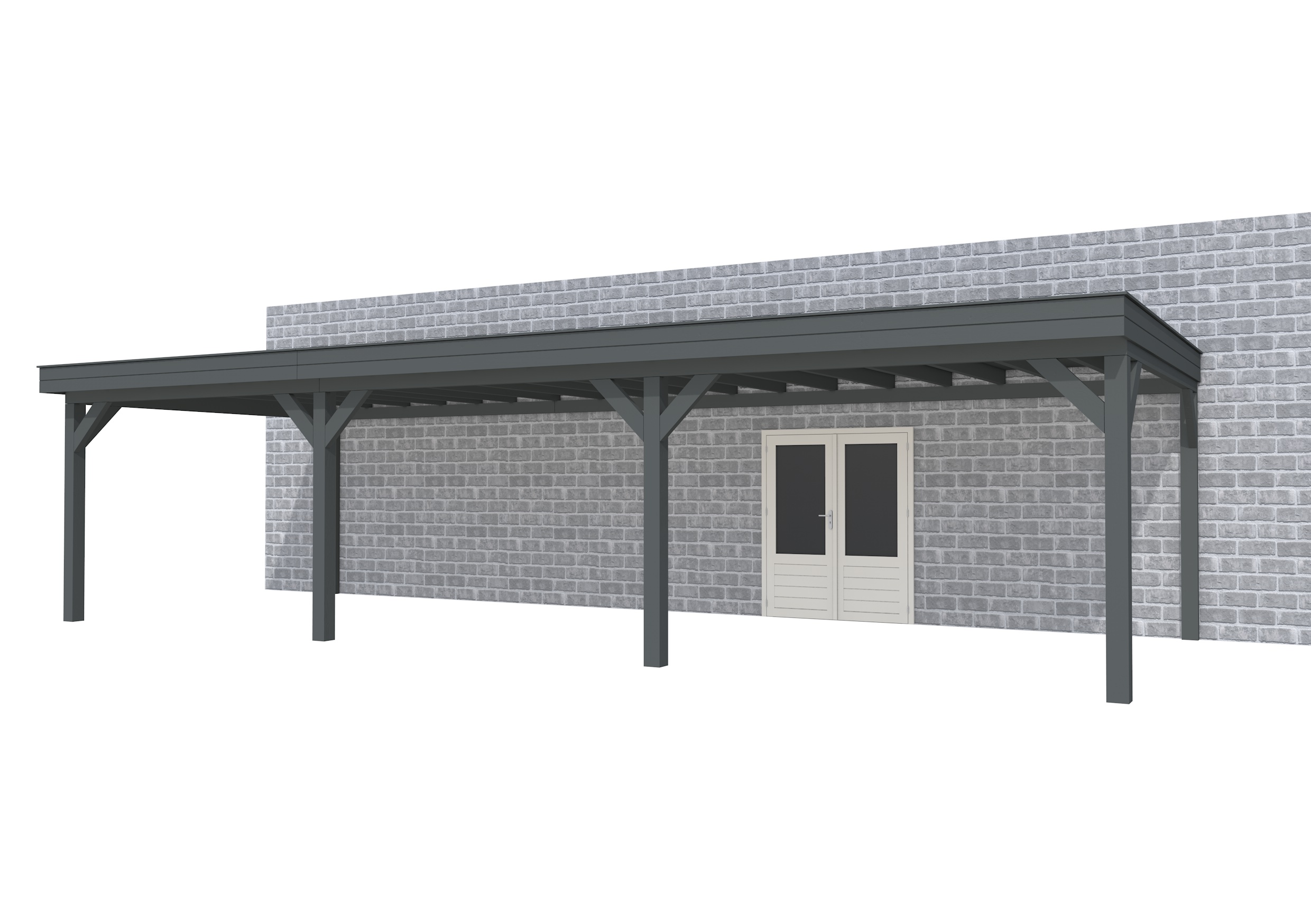 Buitenverblijf aan huis Premium III, vuren, basismodel XXL/D, 1042x392 cm, antraciet gespoten.