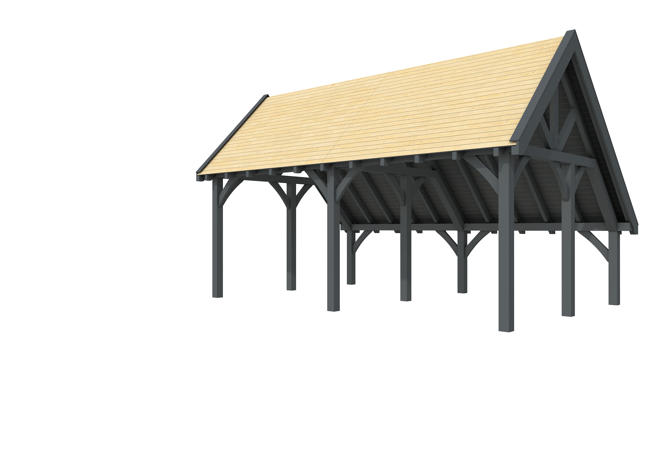 Buitenverblijf kapschuur Excellent II, vuren, basismodel XXL/B, 499x399 cm, antraciet gespoten.