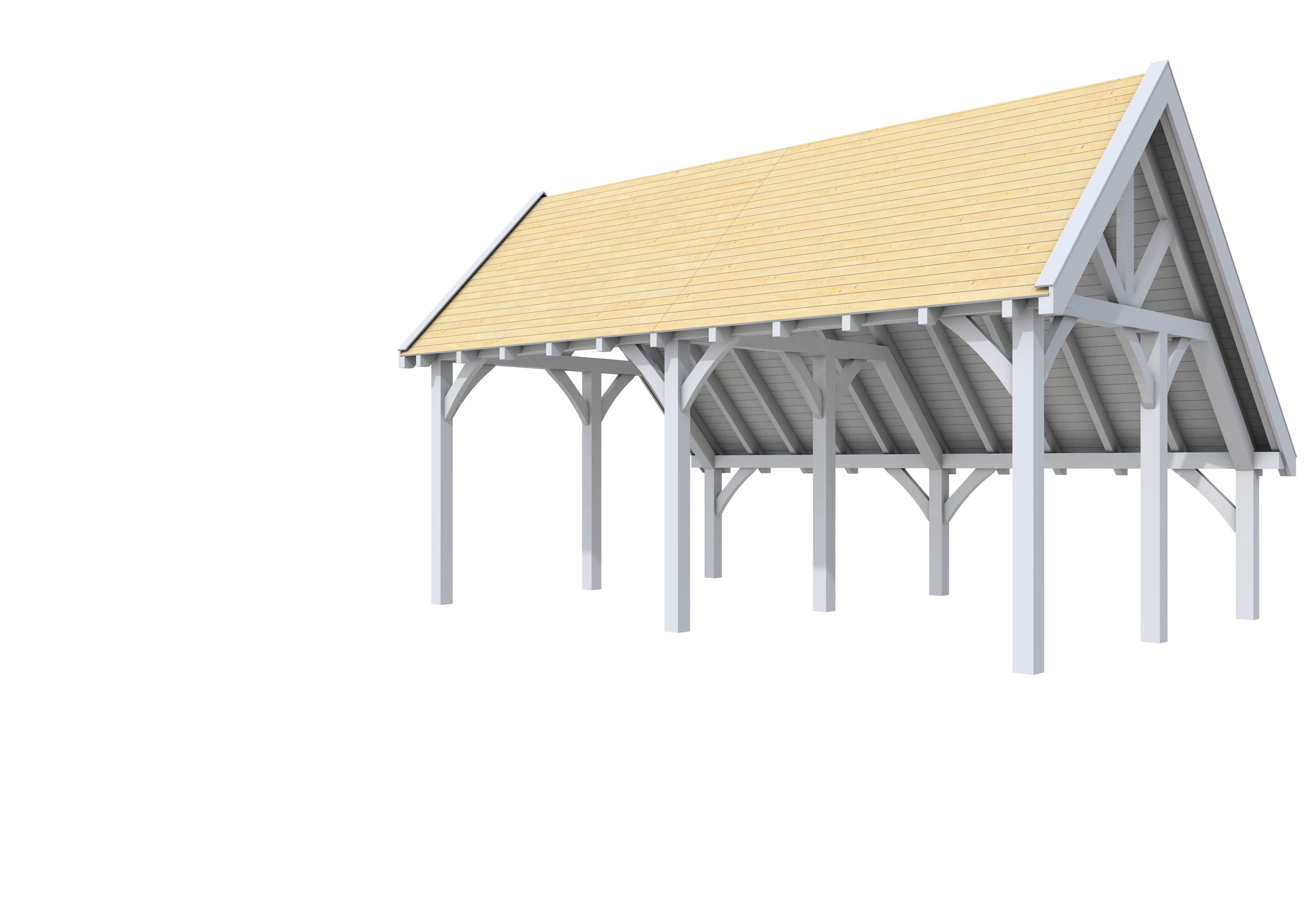 Buitenverblijf kapschuur Excellent II, vuren, basismodel XXL/B, 499x399 cm, lichtgrijs gespoten.