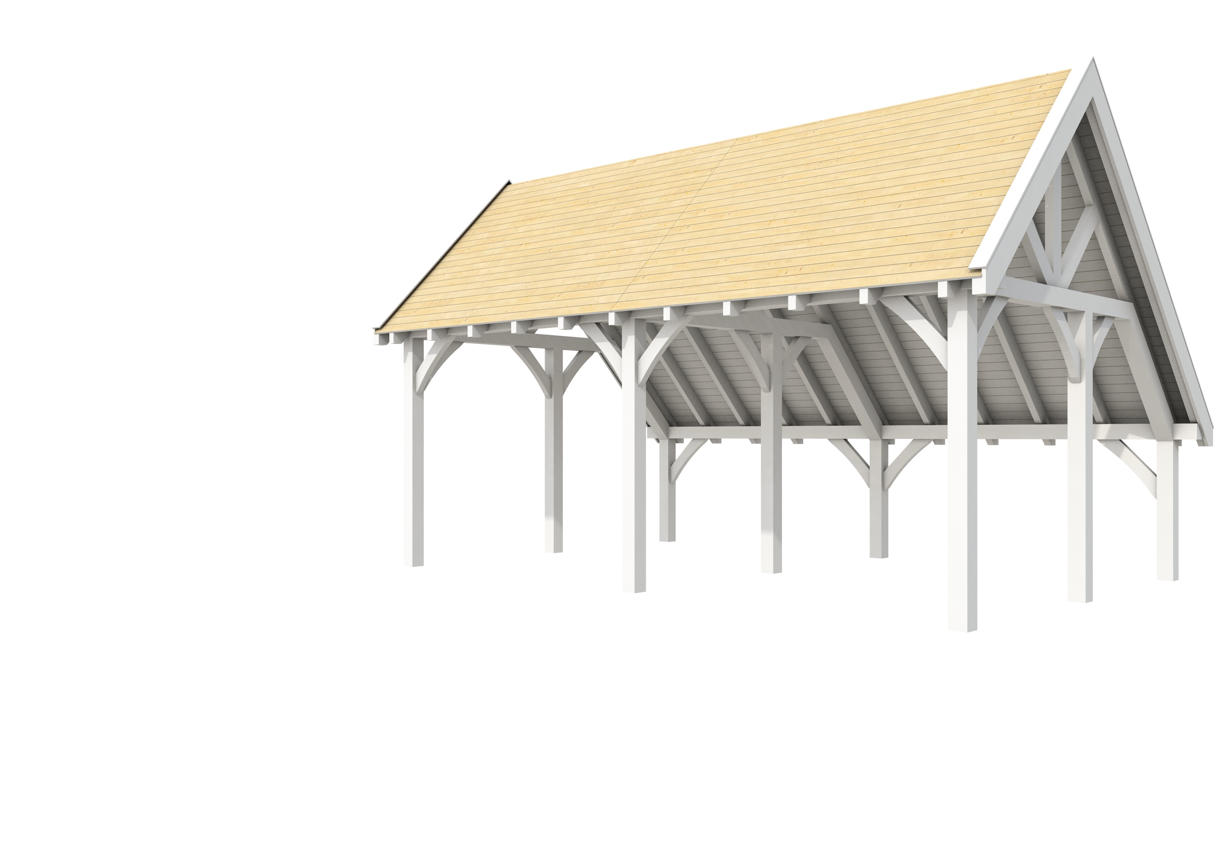 Buitenverblijf kapschuur Excellent II, vuren, basismodel XXL/B, 499x399 cm, wit gespoten.